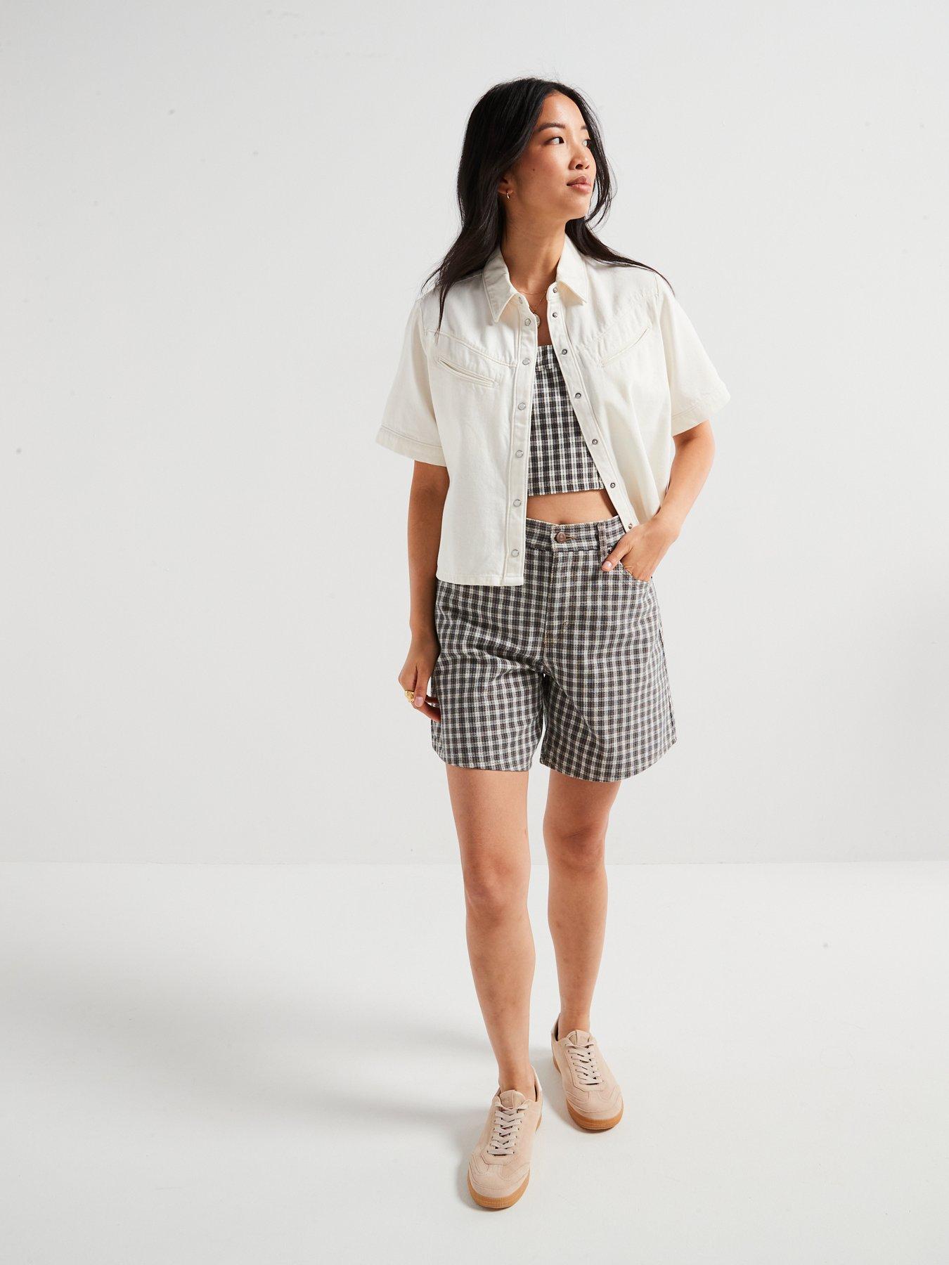 Image 5 of 6 of Levi's High-rise Baggy Shorts - Milo Plaid Short - Khaki