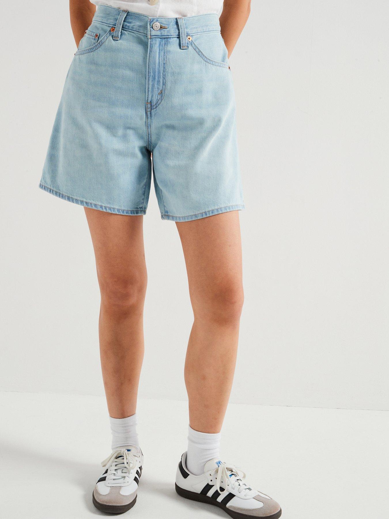 Image of Levi's High Rise Baggy Linen+ Denim Shorts - Blue