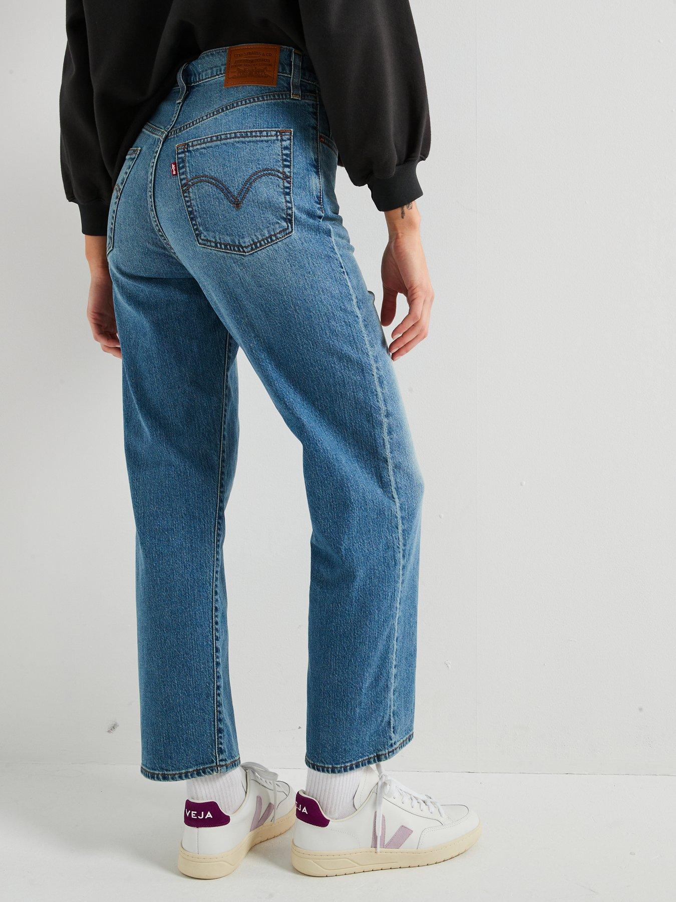 Image 2 of 6 of Levi's Ribcage Straight Ankle Cotton Linen Jeans - Blue