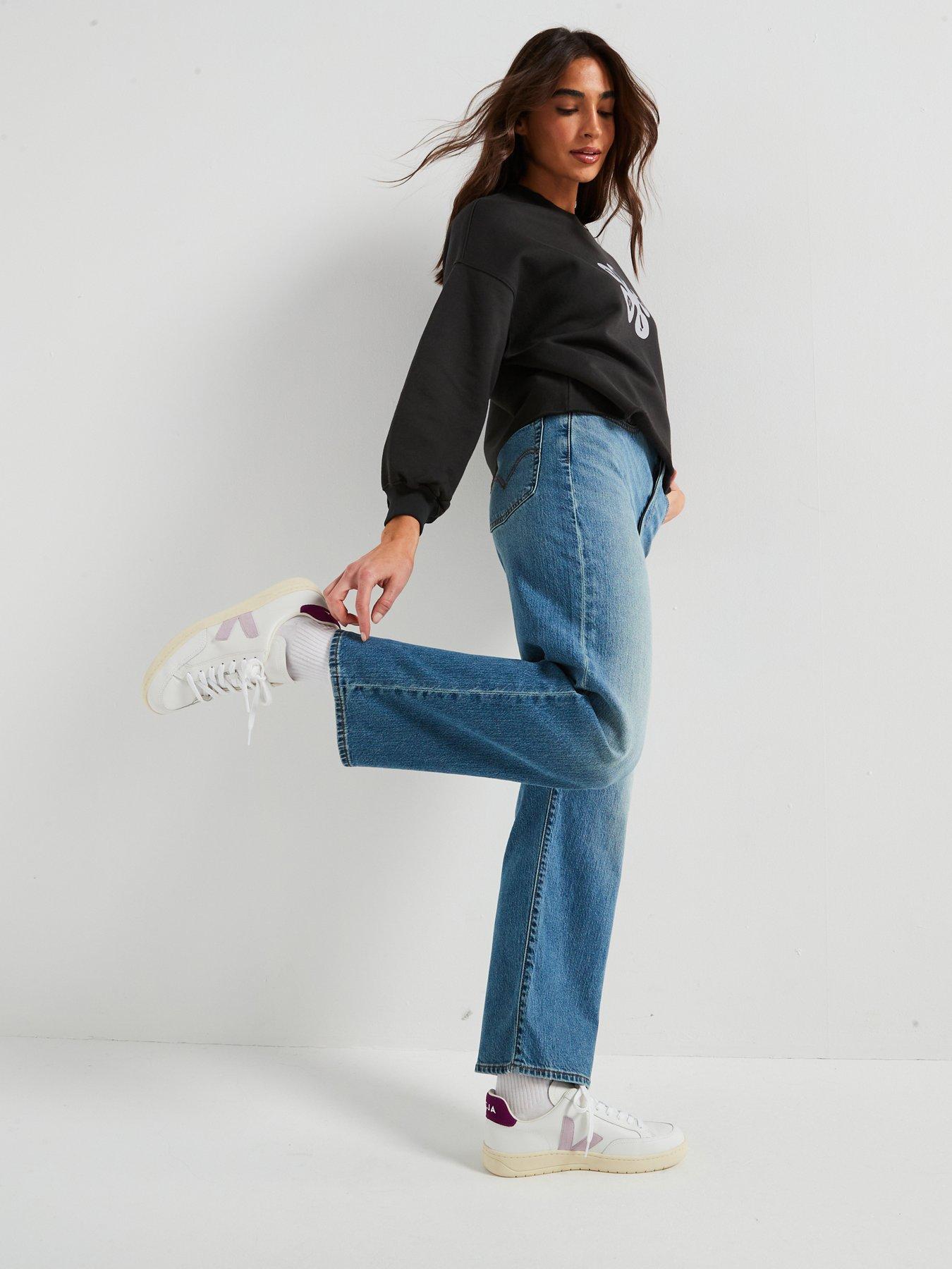 Image 3 of 6 of Levi's Ribcage Straight Ankle Cotton Linen Jeans - Blue