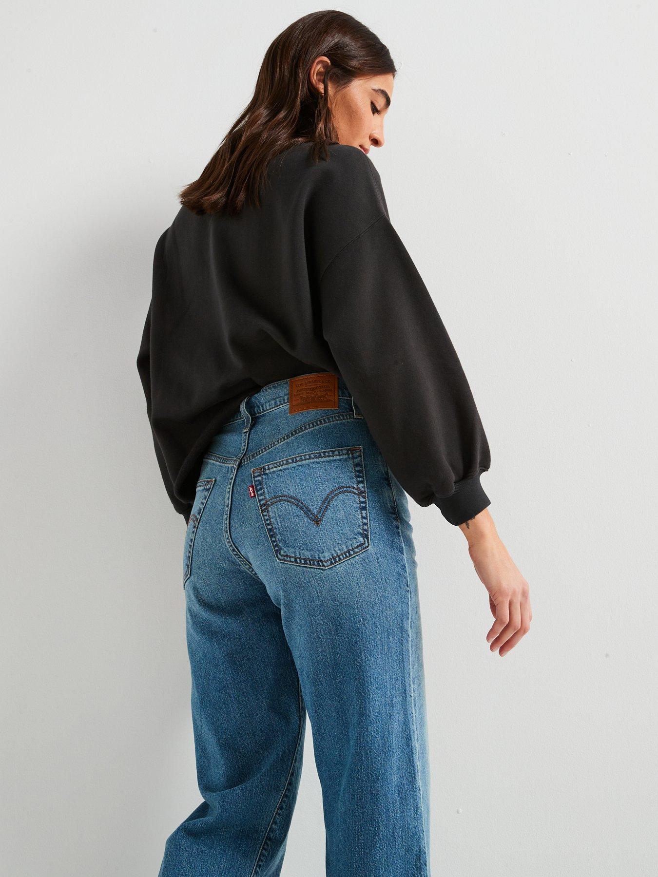 Image 4 of 6 of Levi's Ribcage Straight Ankle Cotton Linen Jeans - Blue