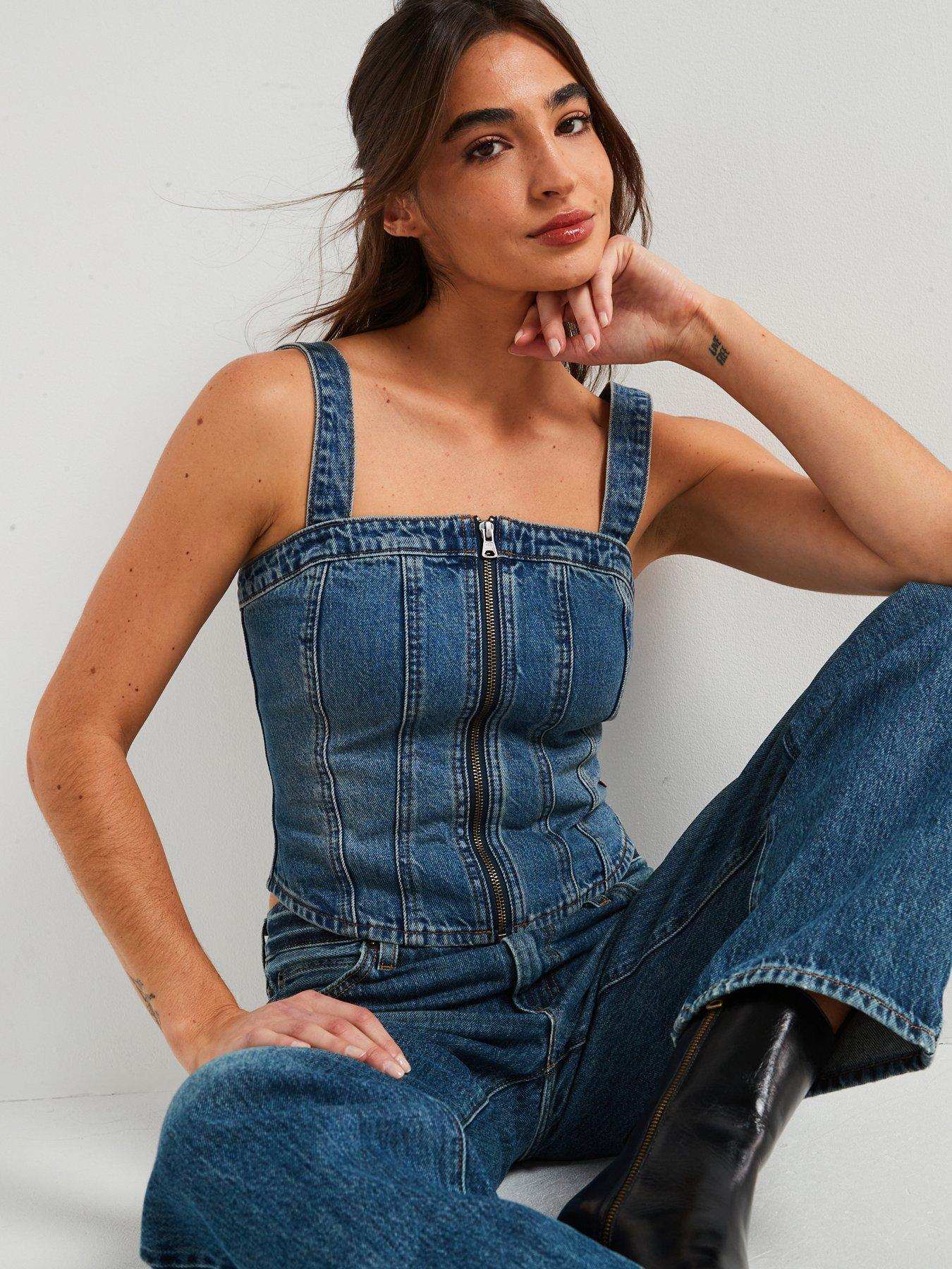 Image 1 of 5 of Levi's Sculpted Bustier Top - Verified Vintage Bustier - Blue