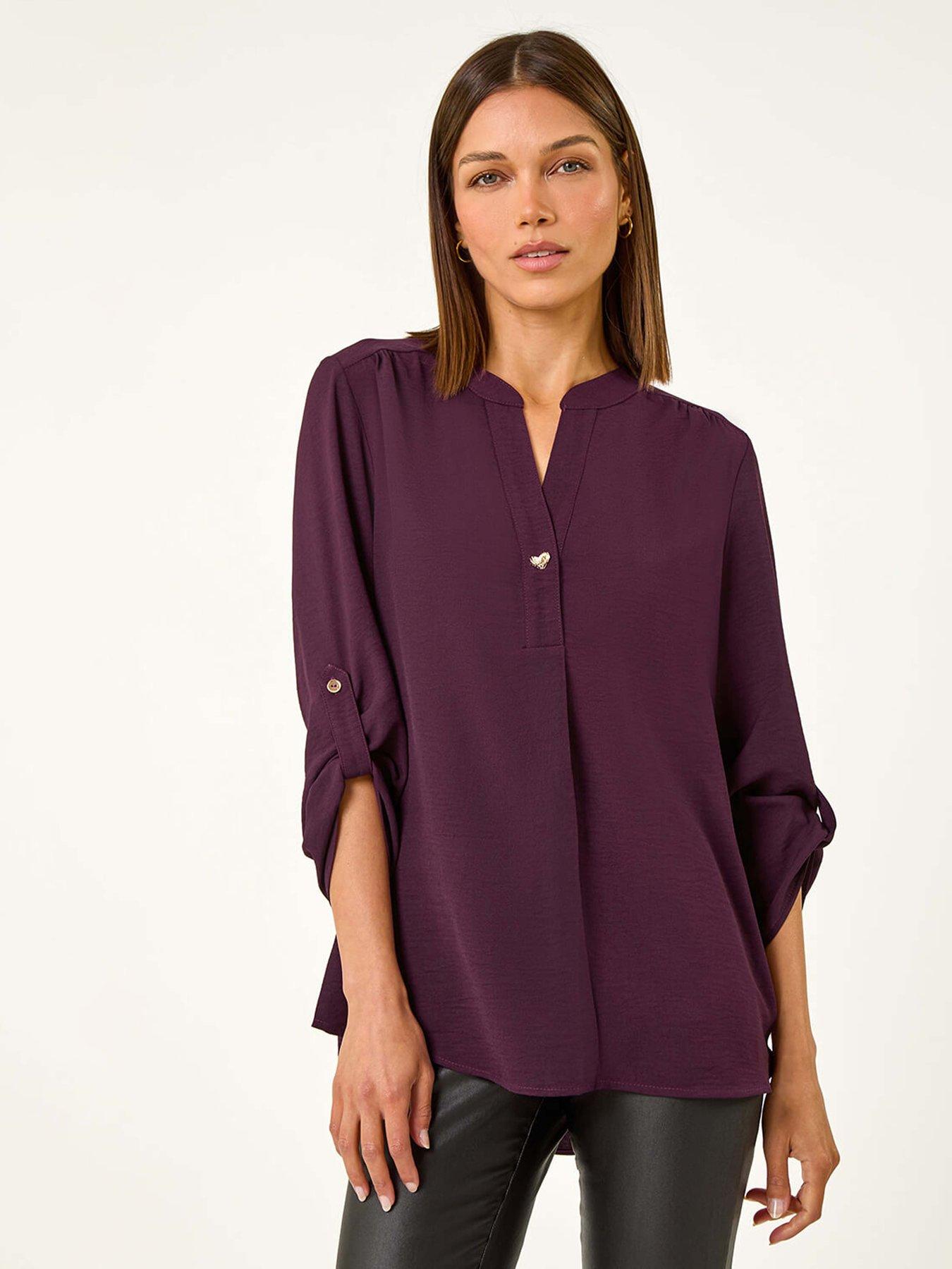 Roman Heart Button Detail Shirt - Purple
