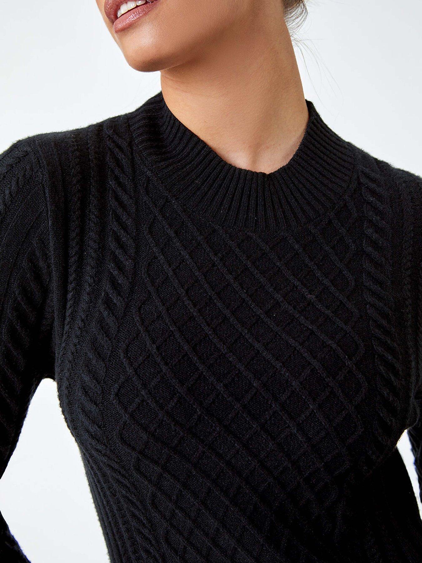 roman-cable-knit-midi-jumper-dress-blackdetail