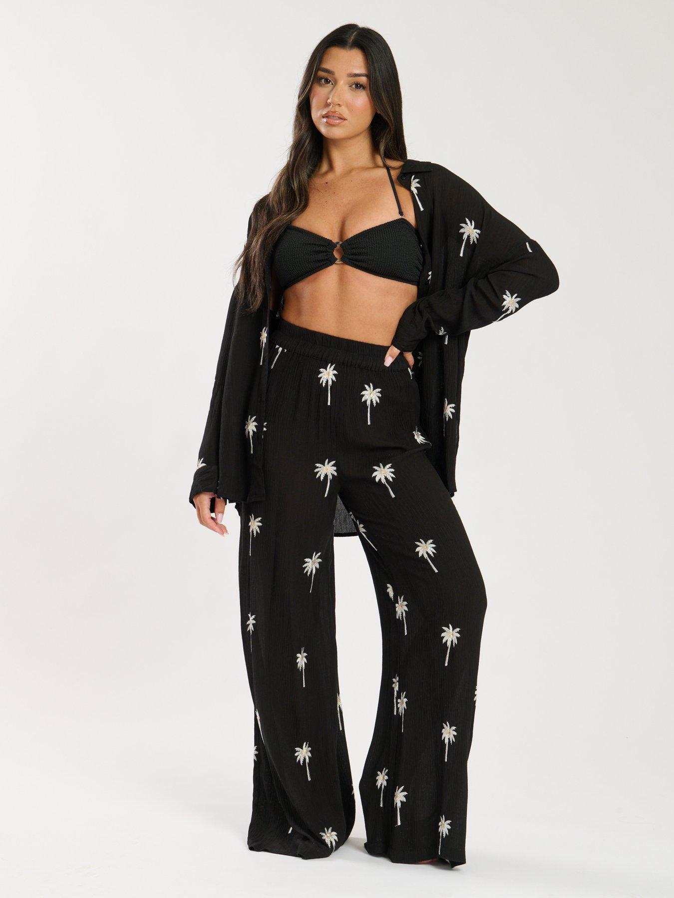 Image 1 of 4 of South Beach Embroidered Pant - Black