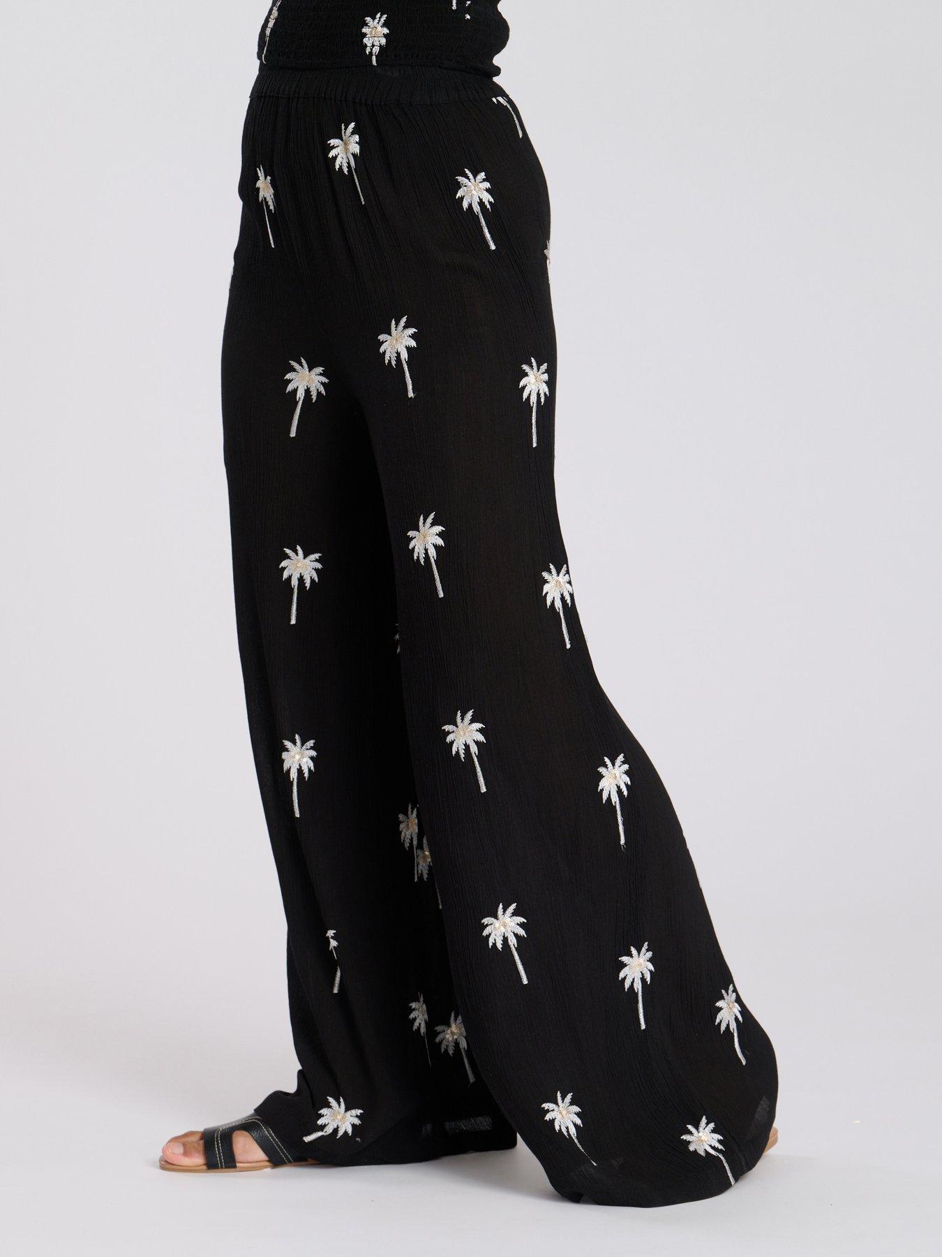 Image 2 of 4 of South Beach Embroidered Pant - Black