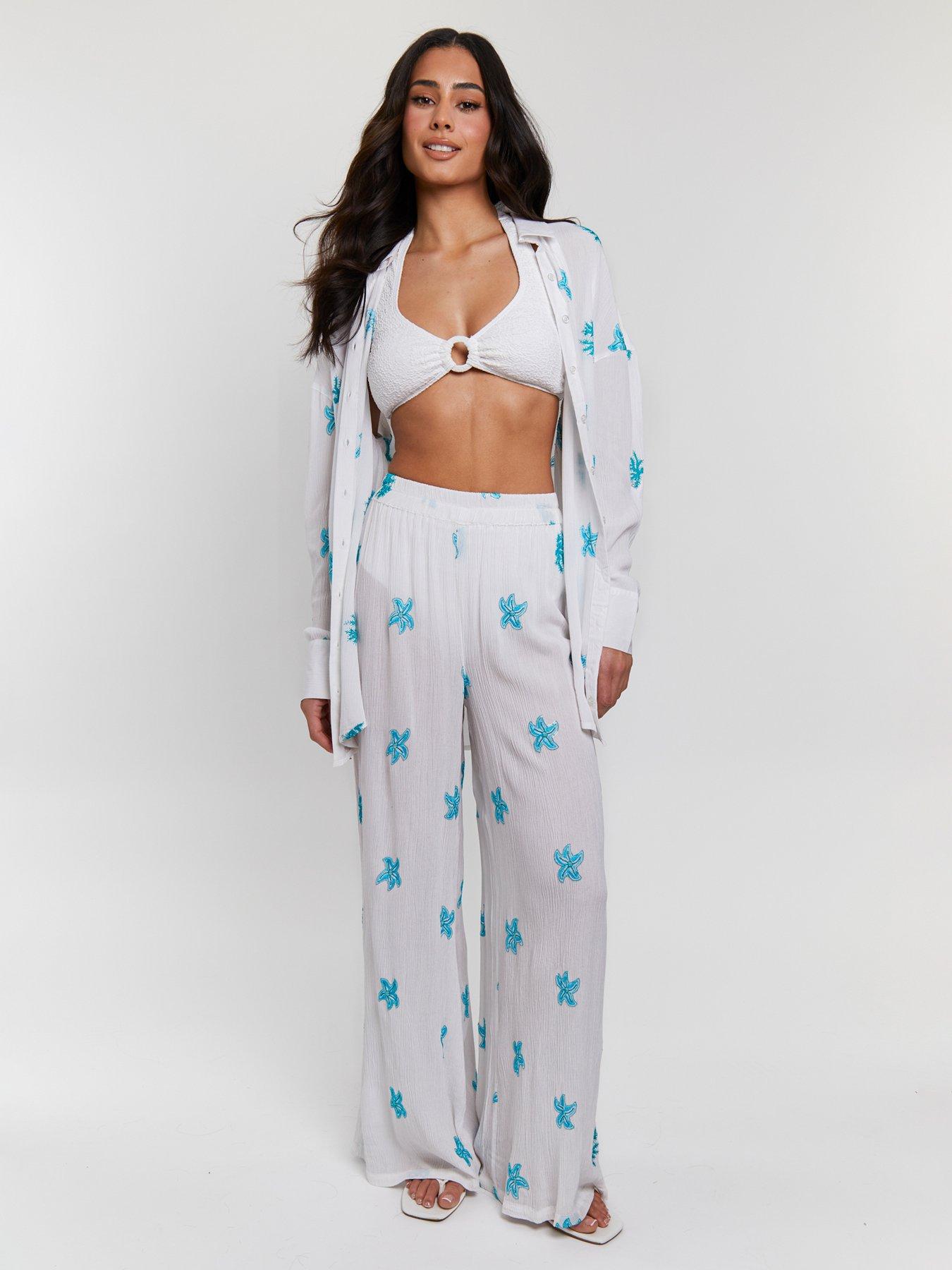 Image of South Beach Embroidered Beach Pant - Blue