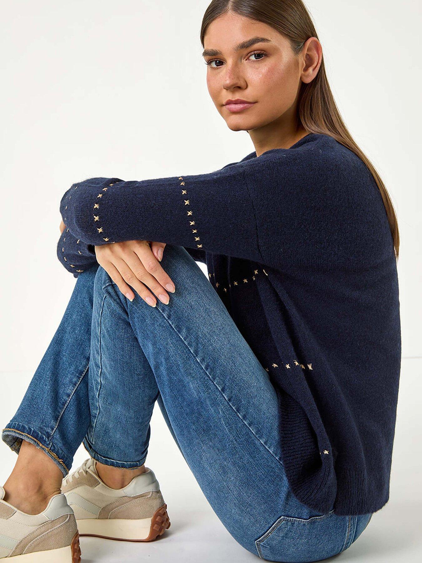 roman-shimmer-detail-knit-jumper-blueoutfit