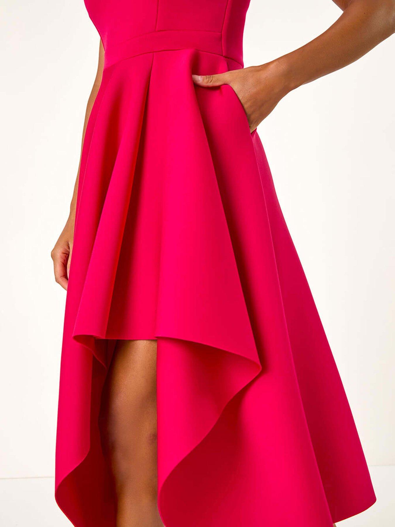 roman-asymmetric-flared-hem-midi-dress-pinkdetail