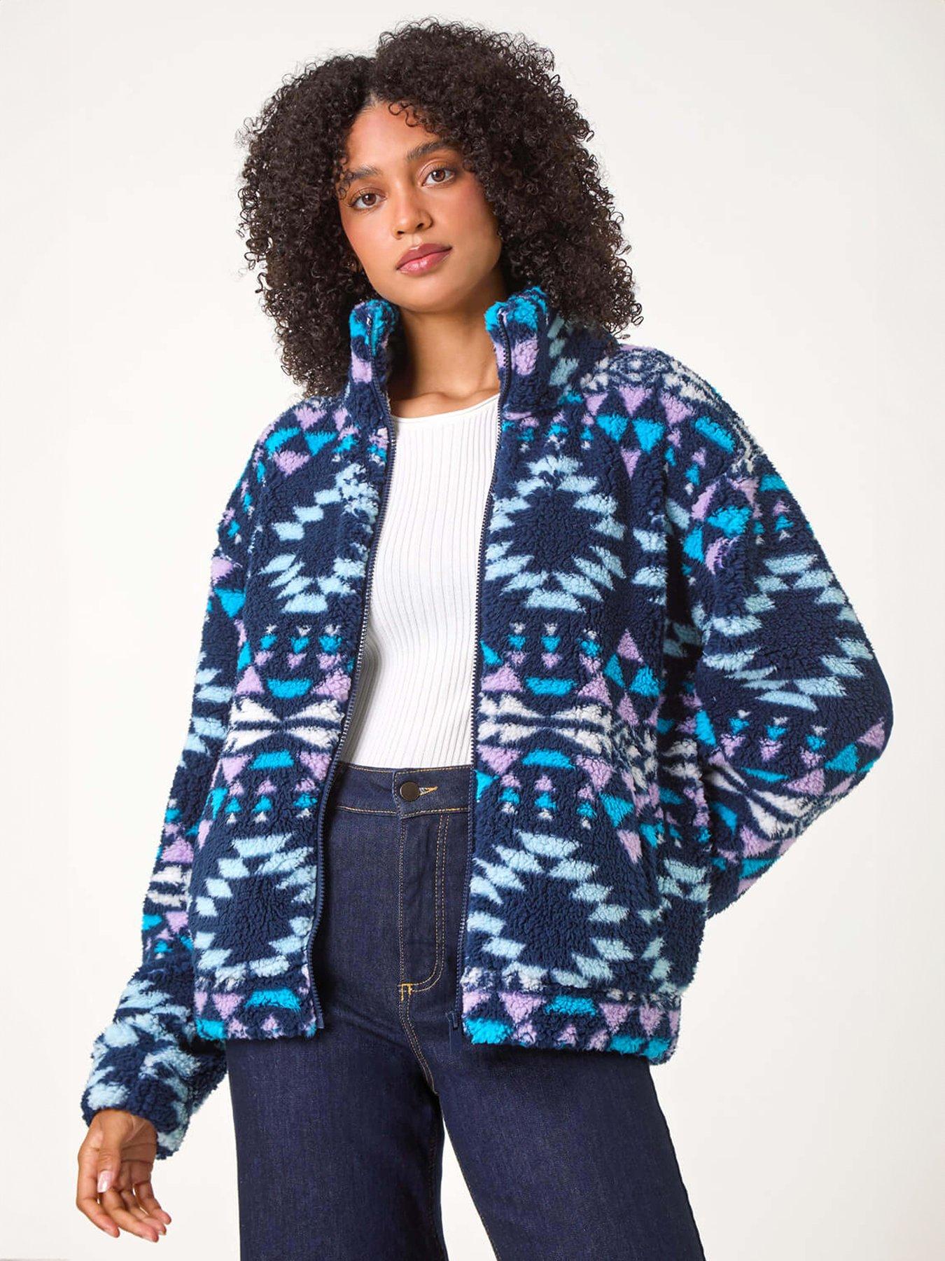 roman-nordic-print-funnel-fleece-jacket-black