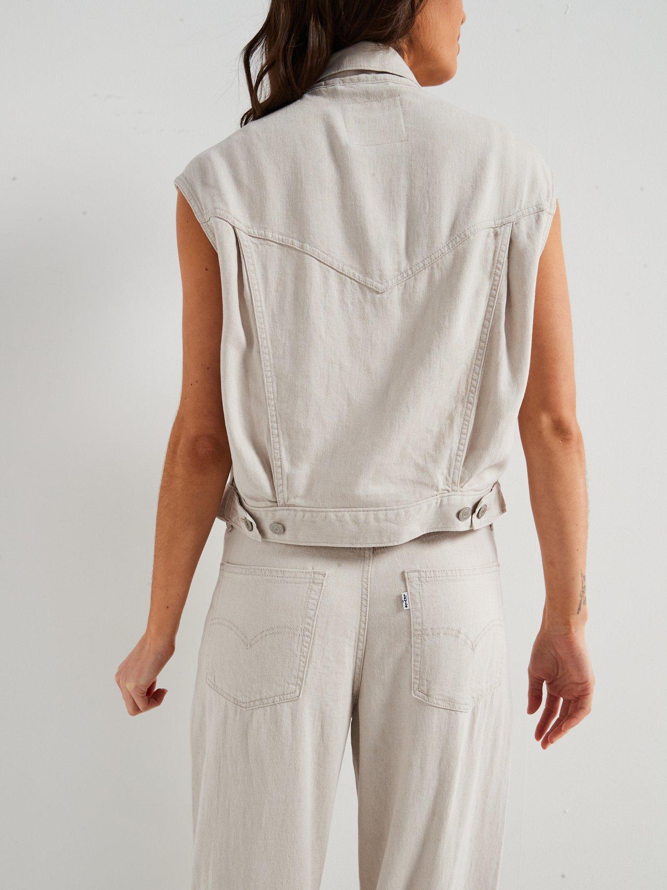 Image 2 of 6 of Levi's Levis Shrunken 90s Linen+ Denim Vest - Beige