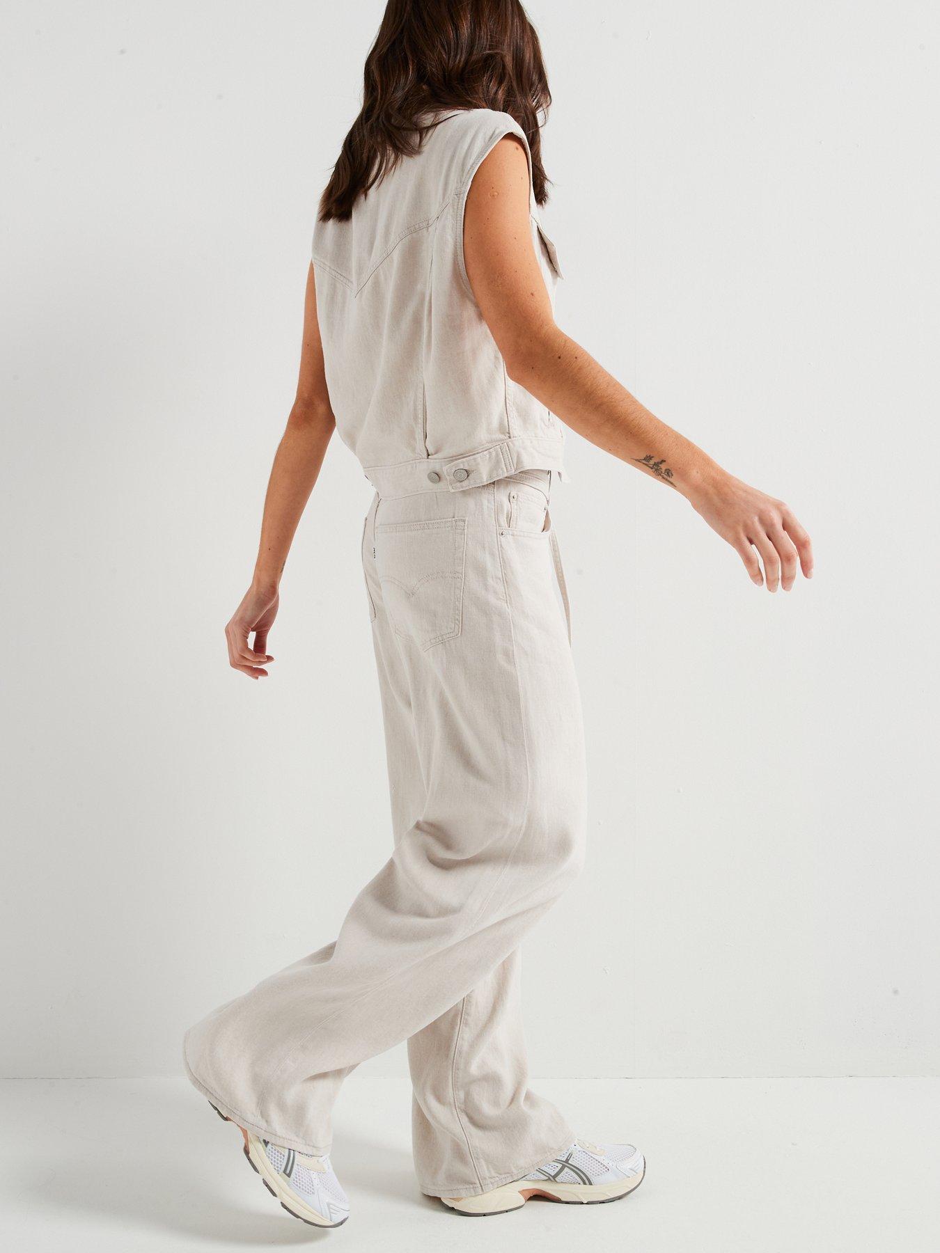 Image 3 of 6 of Levi's Levis Shrunken 90s Linen+ Denim Vest - Beige