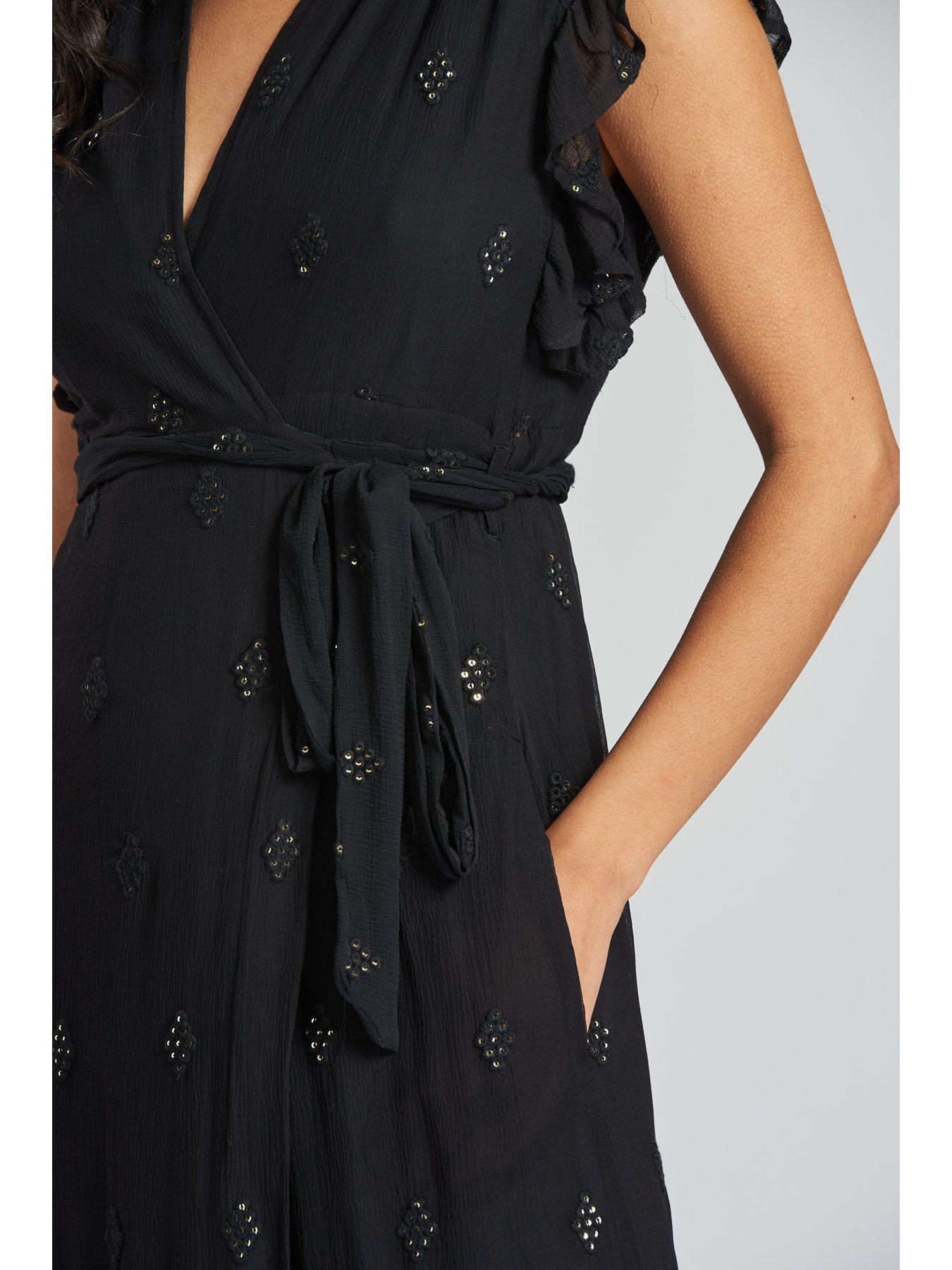 South Beach Sequin Detail Wrap Midi Dress Black Very Ireland