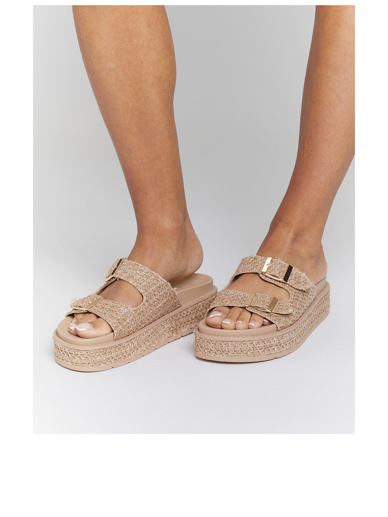 Image 3 of 3 of South Beach Double Buckle Platform Wedges - Gold Sand