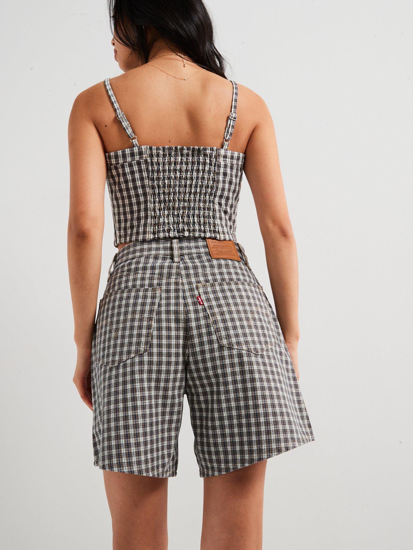 Image 2 of 6 of Levi's Jadine Milo Mini Plaid Egret&nbsp;Denim Cami - Print