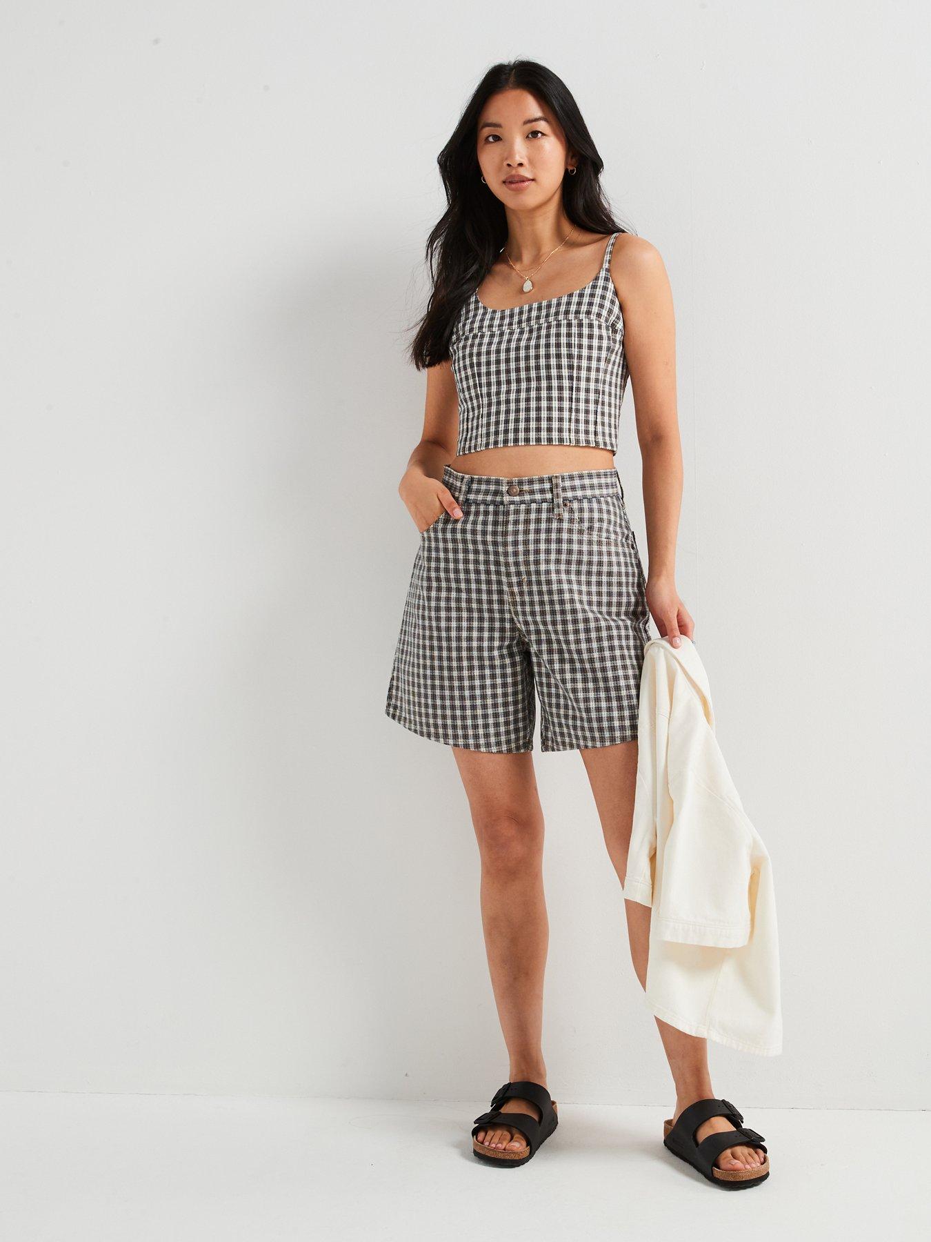 Image 3 of 6 of Levi's Jadine Milo Mini Plaid Egret&nbsp;Denim Cami - Print