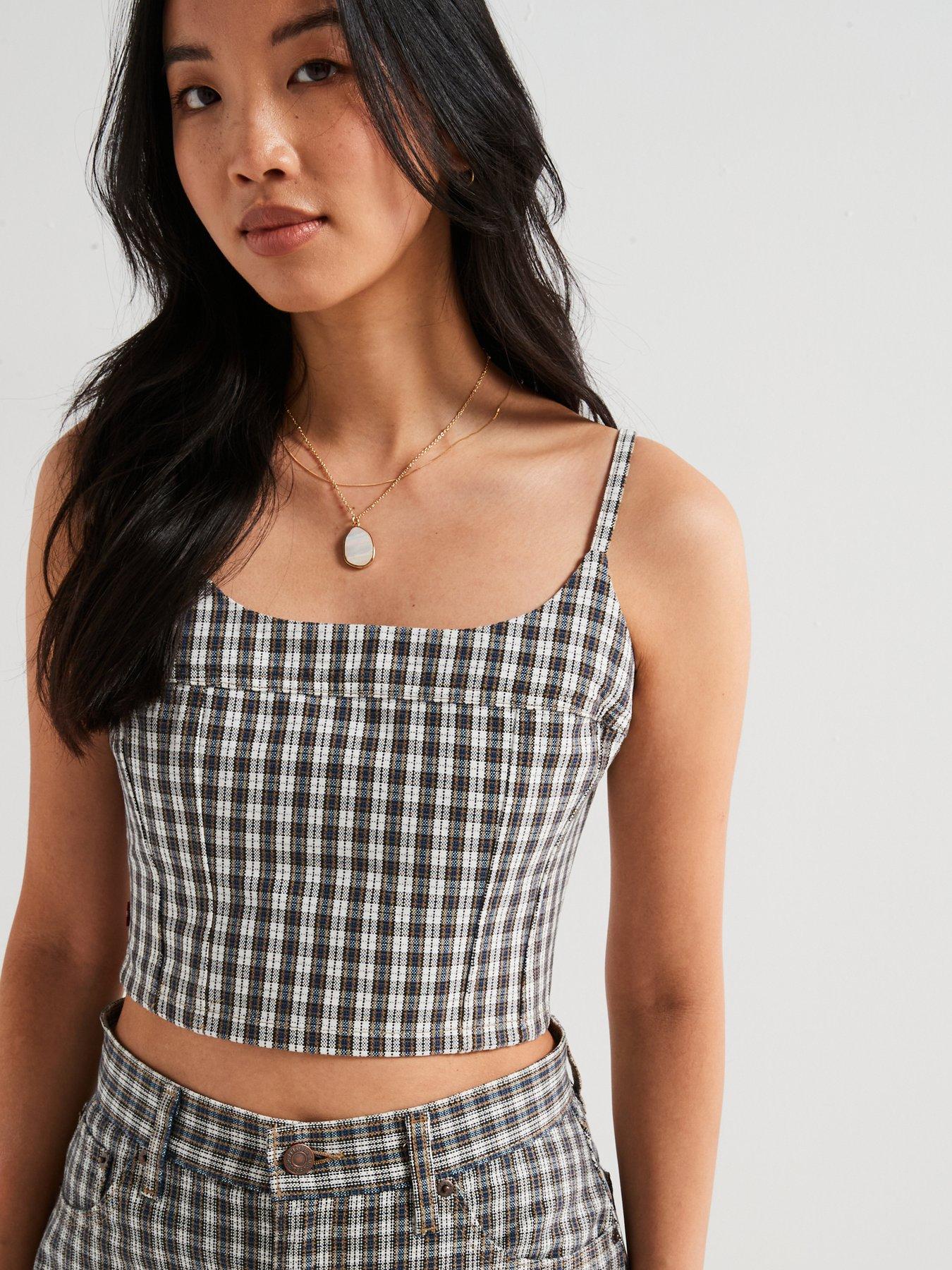 Image 5 of 6 of Levi's Jadine Milo Mini Plaid Egret&nbsp;Denim Cami - Print