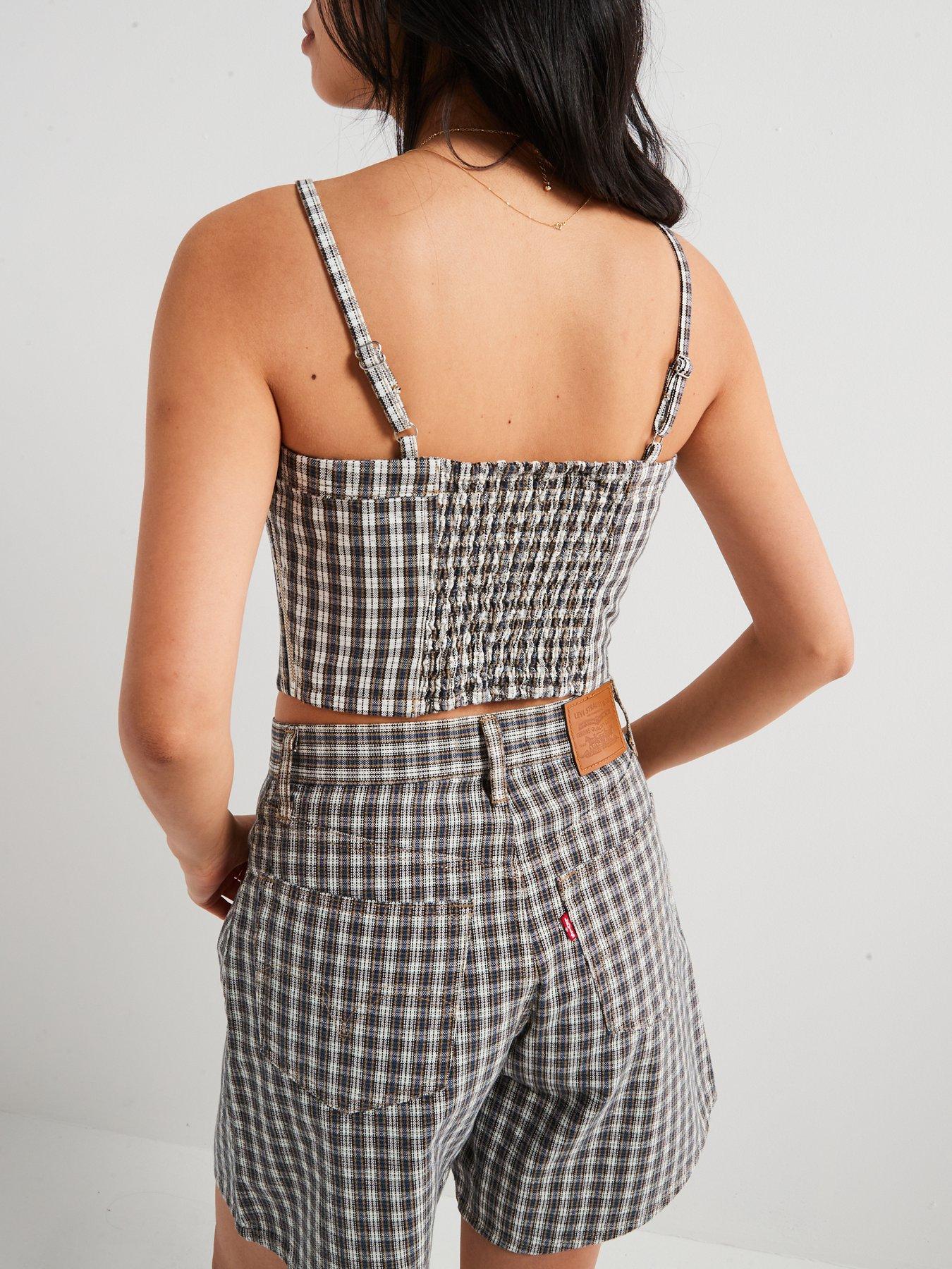 Image 6 of 6 of Levi's Jadine Milo Mini Plaid Egret&nbsp;Denim Cami - Print