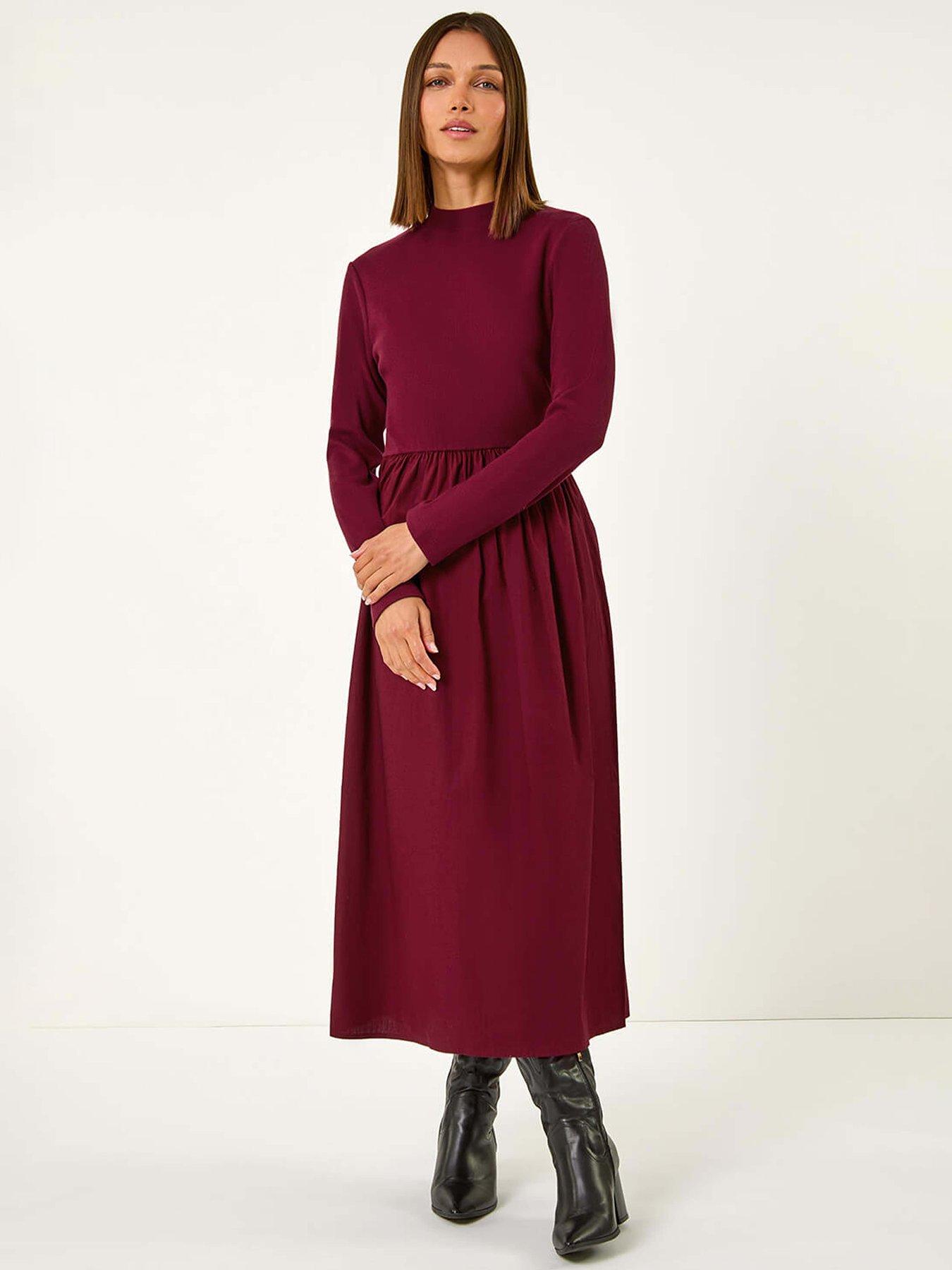 roman-cotton-stretch-jersey-mix-midi-dress-red