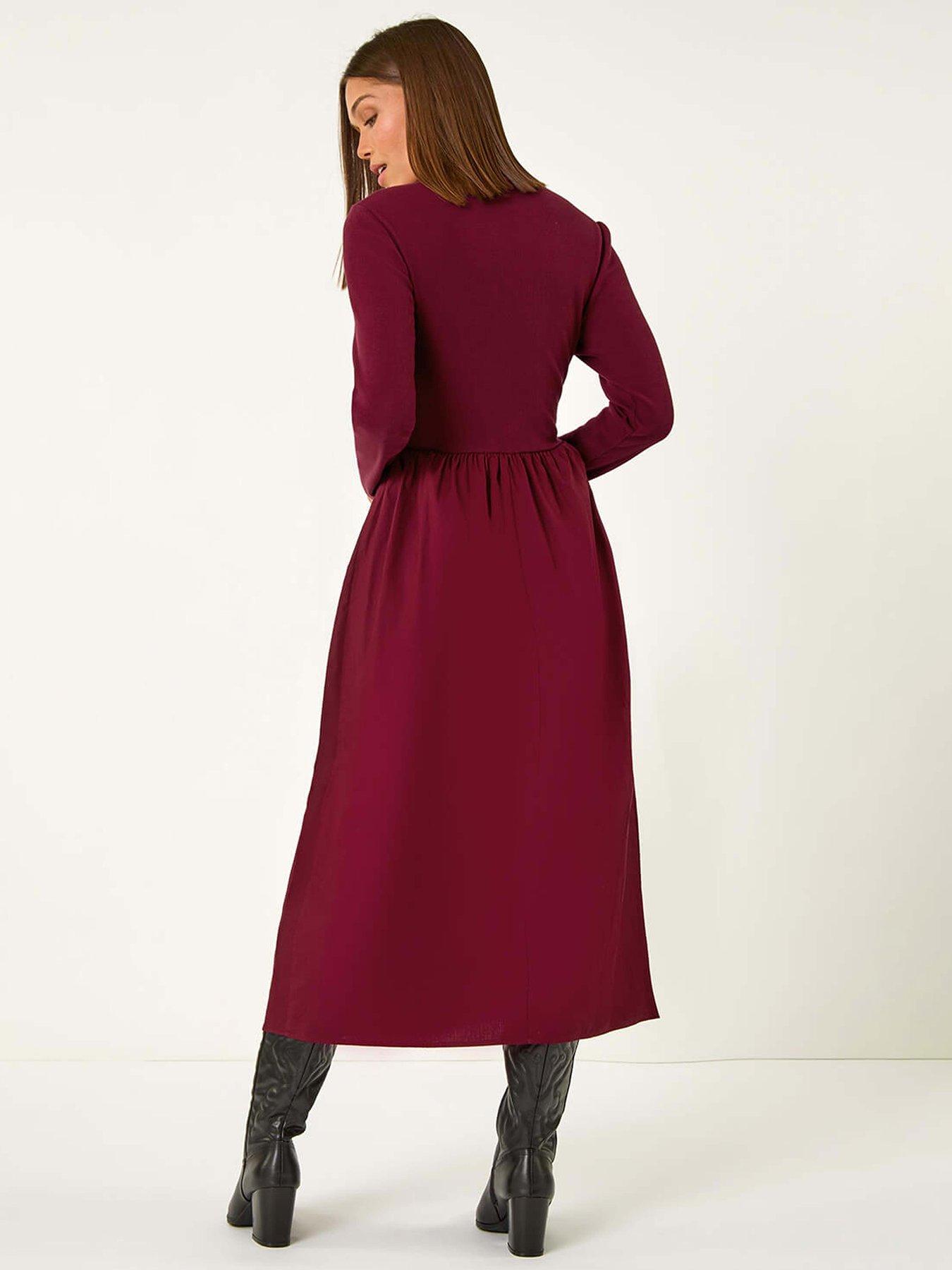 roman-cotton-stretch-jersey-mix-midi-dress-redstillFront