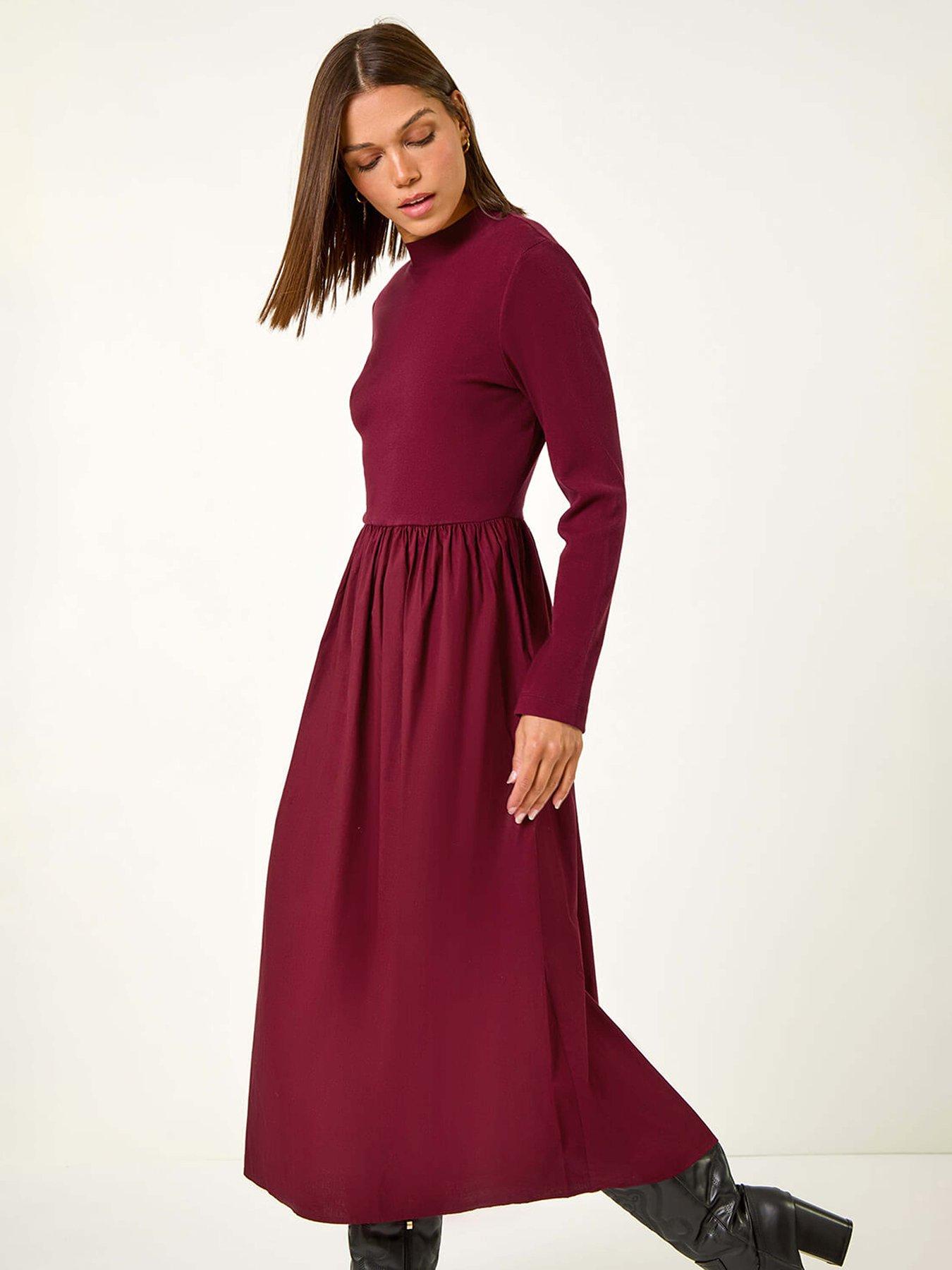 roman-cotton-stretch-jersey-mix-midi-dress-redback