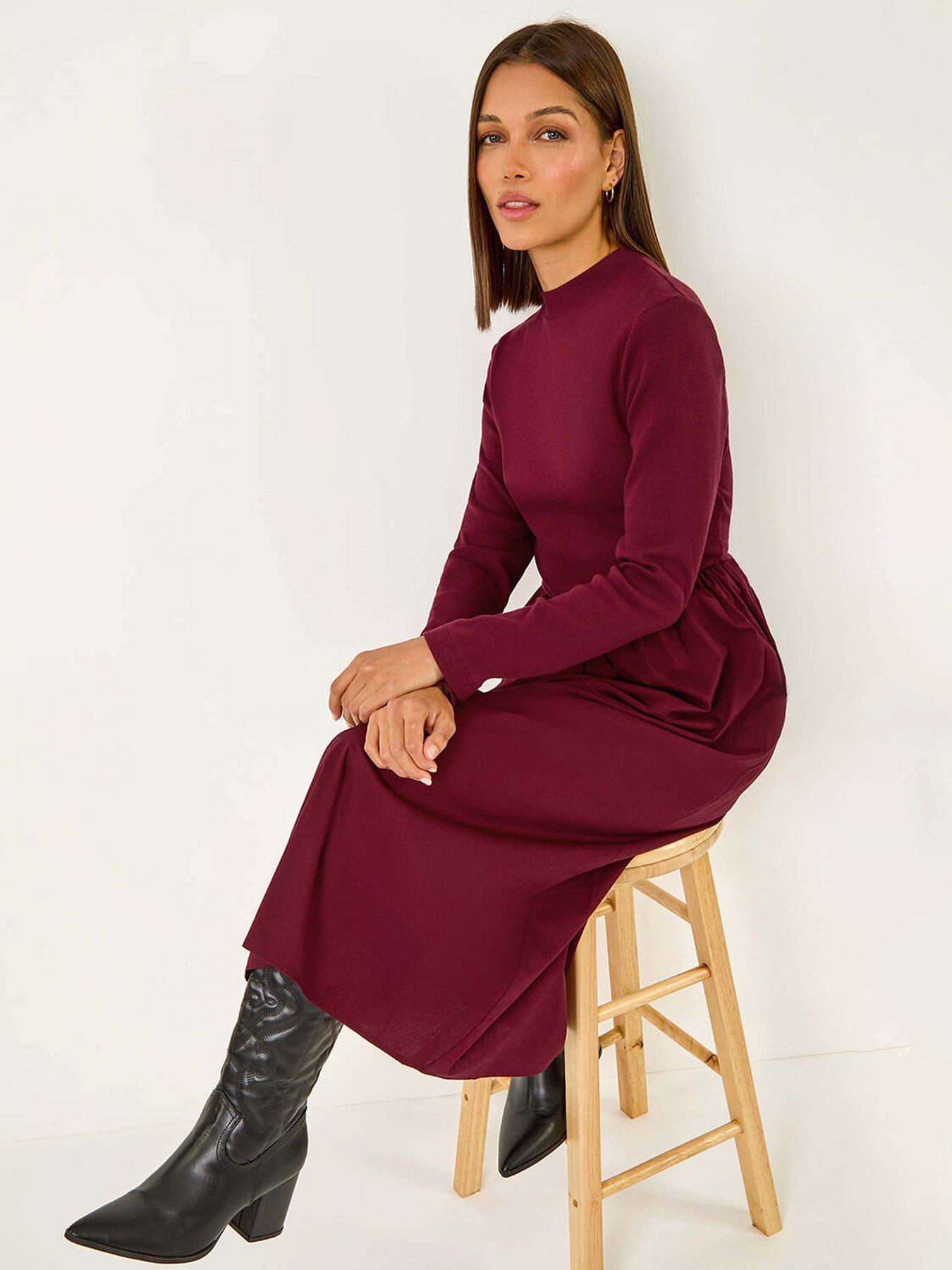 roman-cotton-stretch-jersey-mix-midi-dress-redoutfit