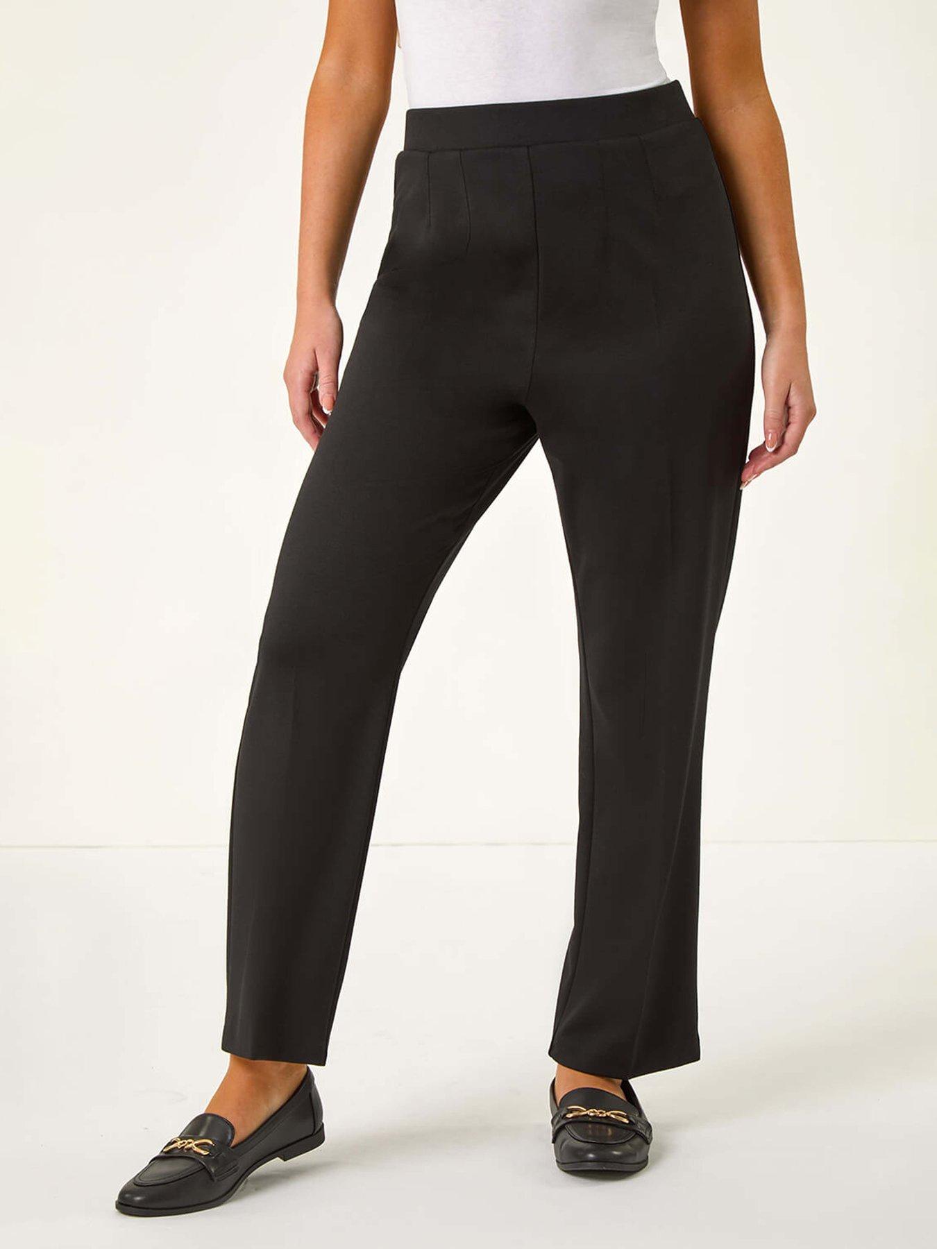 Roman Petite Straight Leg Ponte Stretch Trouser - Black