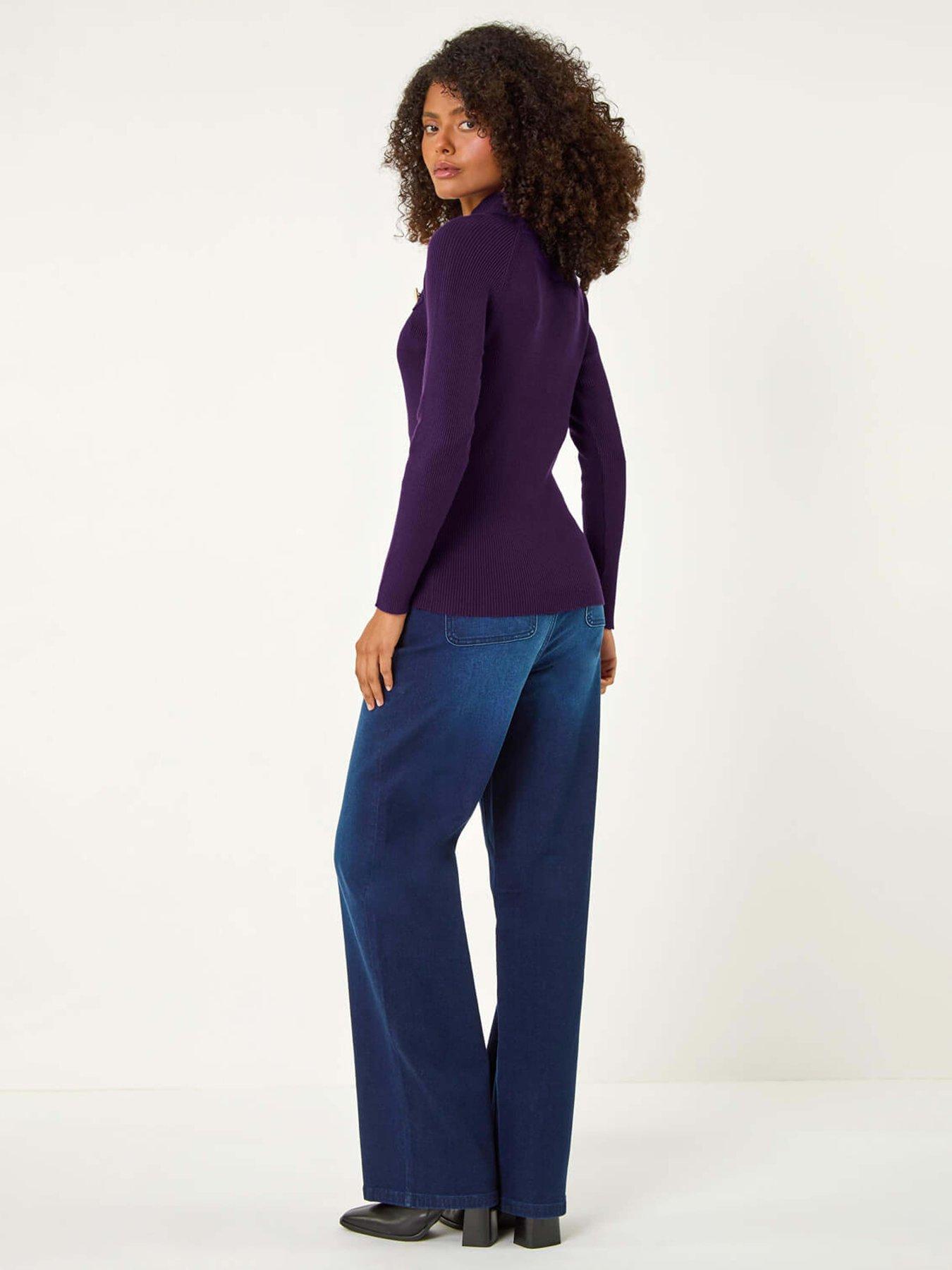 roman-high-neck-button-shoulder-jumper-purplestillFront