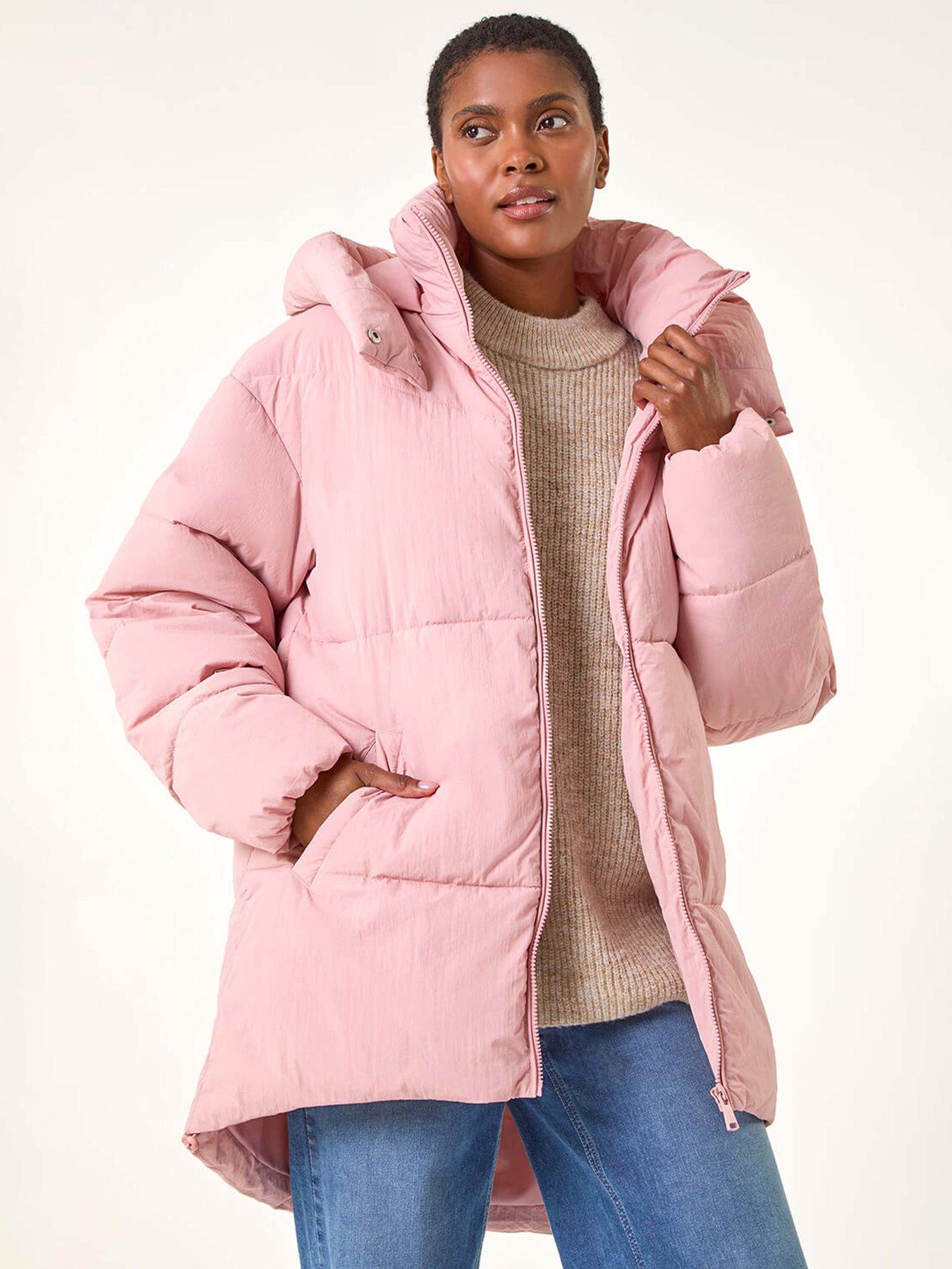 Image 1 of 6 of Roman Oversized Padded Hooded Coat - Pink