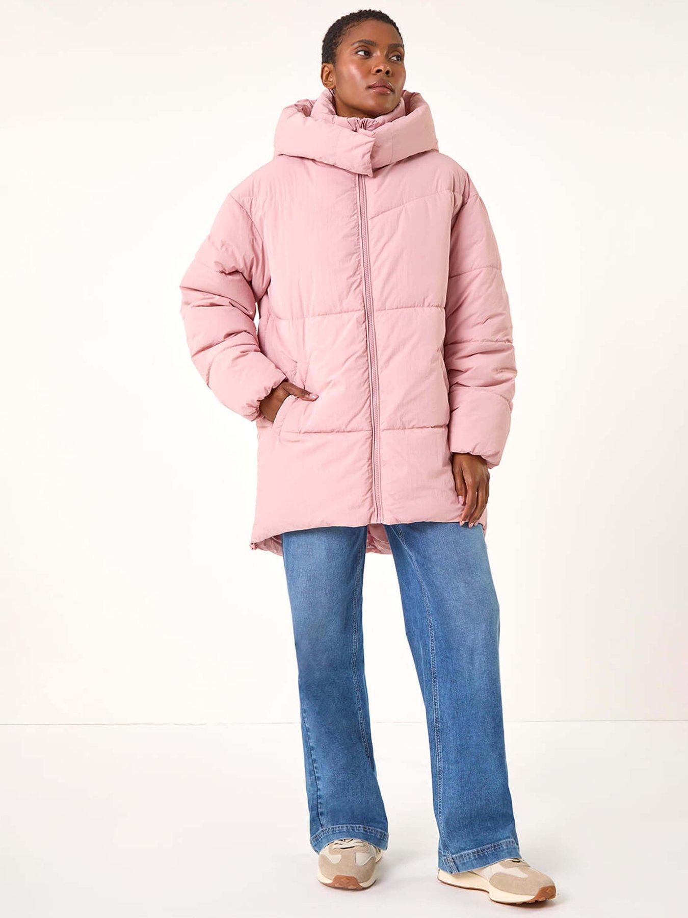 Image 3 of 6 of Roman Oversized Padded Hooded Coat - Pink