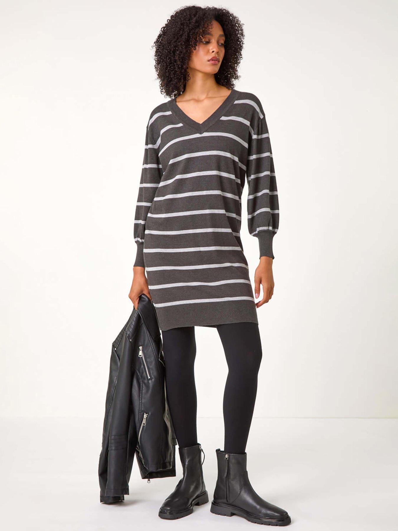 roman-stripe-v-neck-knit-jumper-dress-greyback