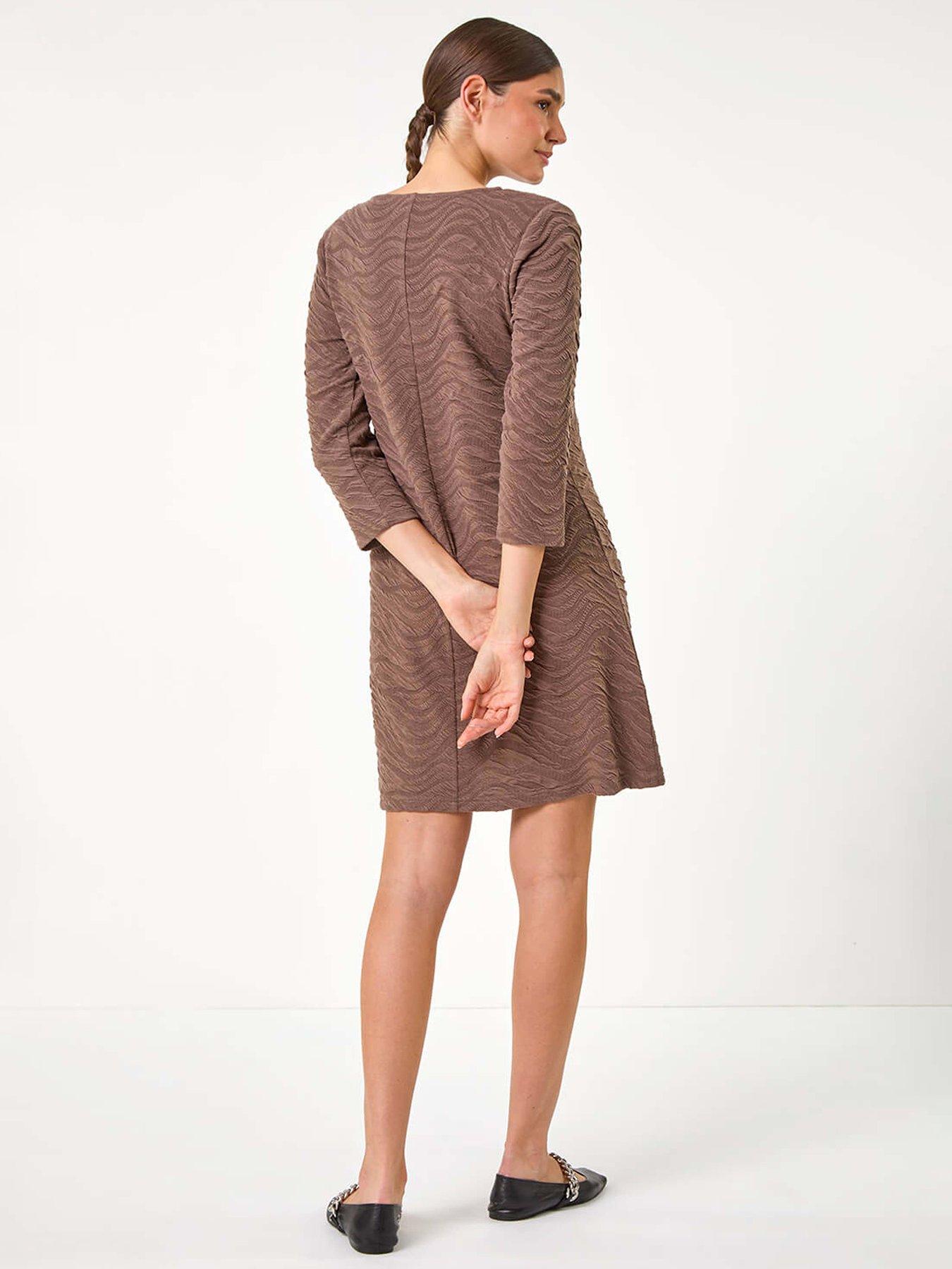 roman-wave-textured-stretch-a-line-dress-beigestillFront