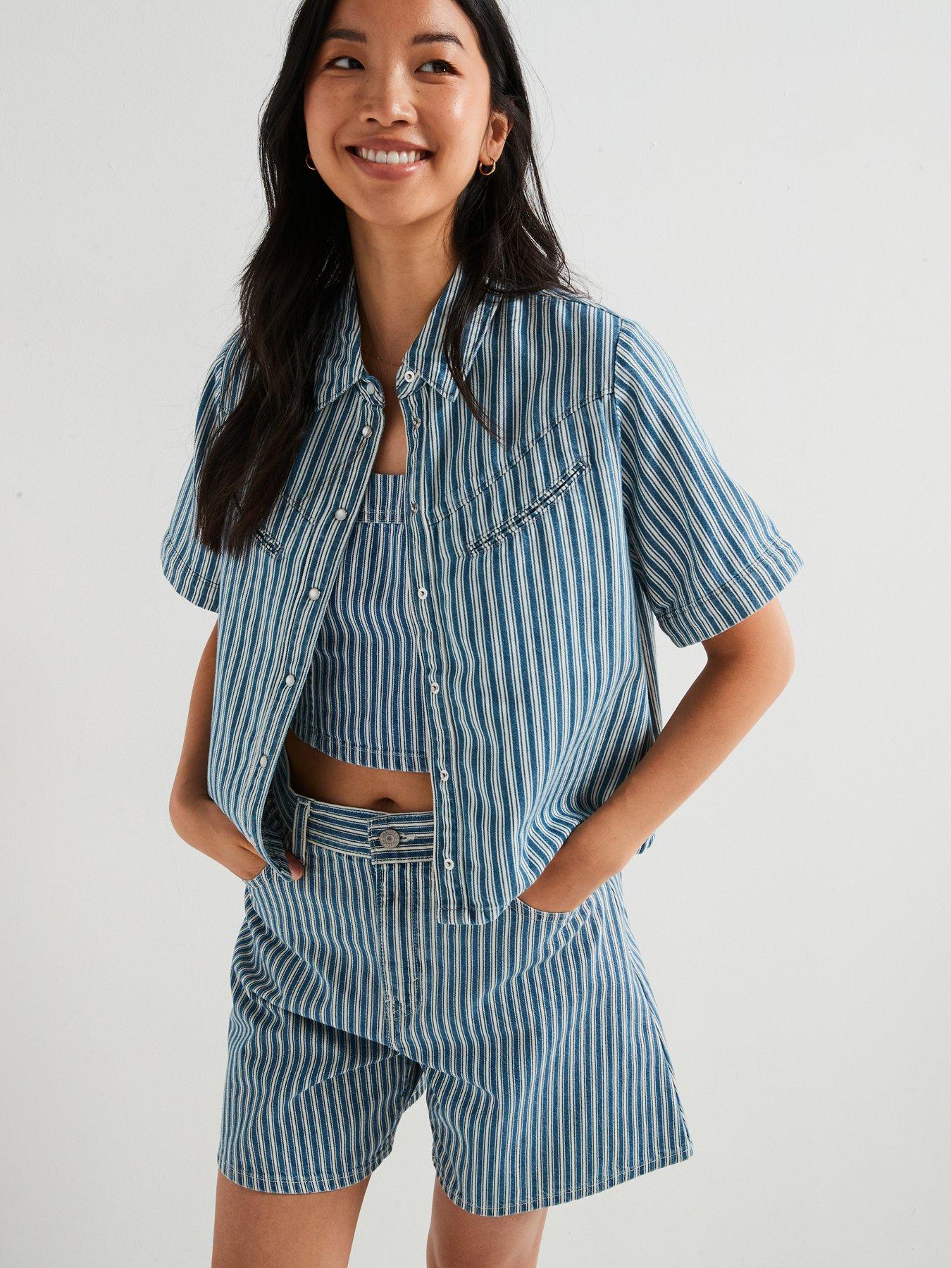 Image 1 of 6 of Levi's Rinoa Camp Shirt - Mischa Stripe Denim