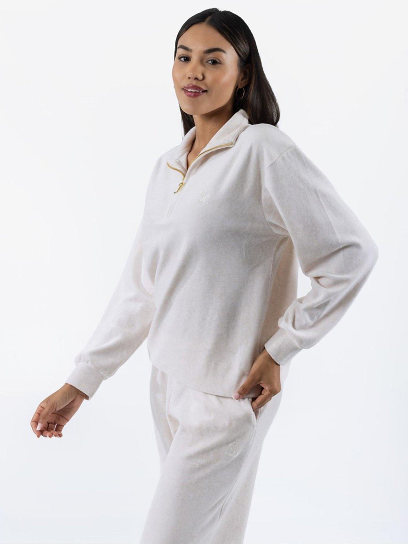 Image 5 of 5 of Juicy Couture Velour Zip Through Sweatshirt - Beige