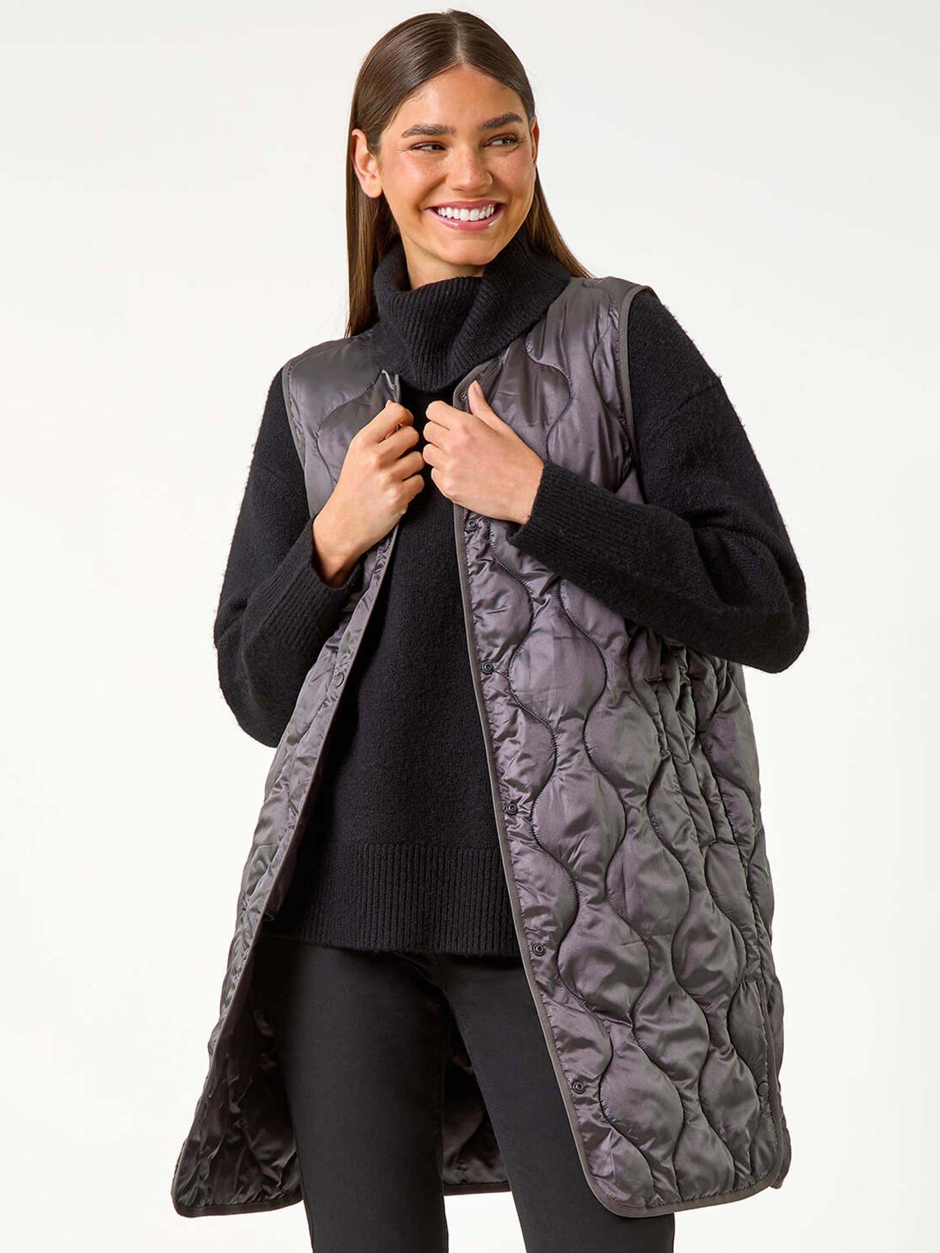Image 1 of 5 of Roman Quilted Collarless Button Detail Gilet - Grey