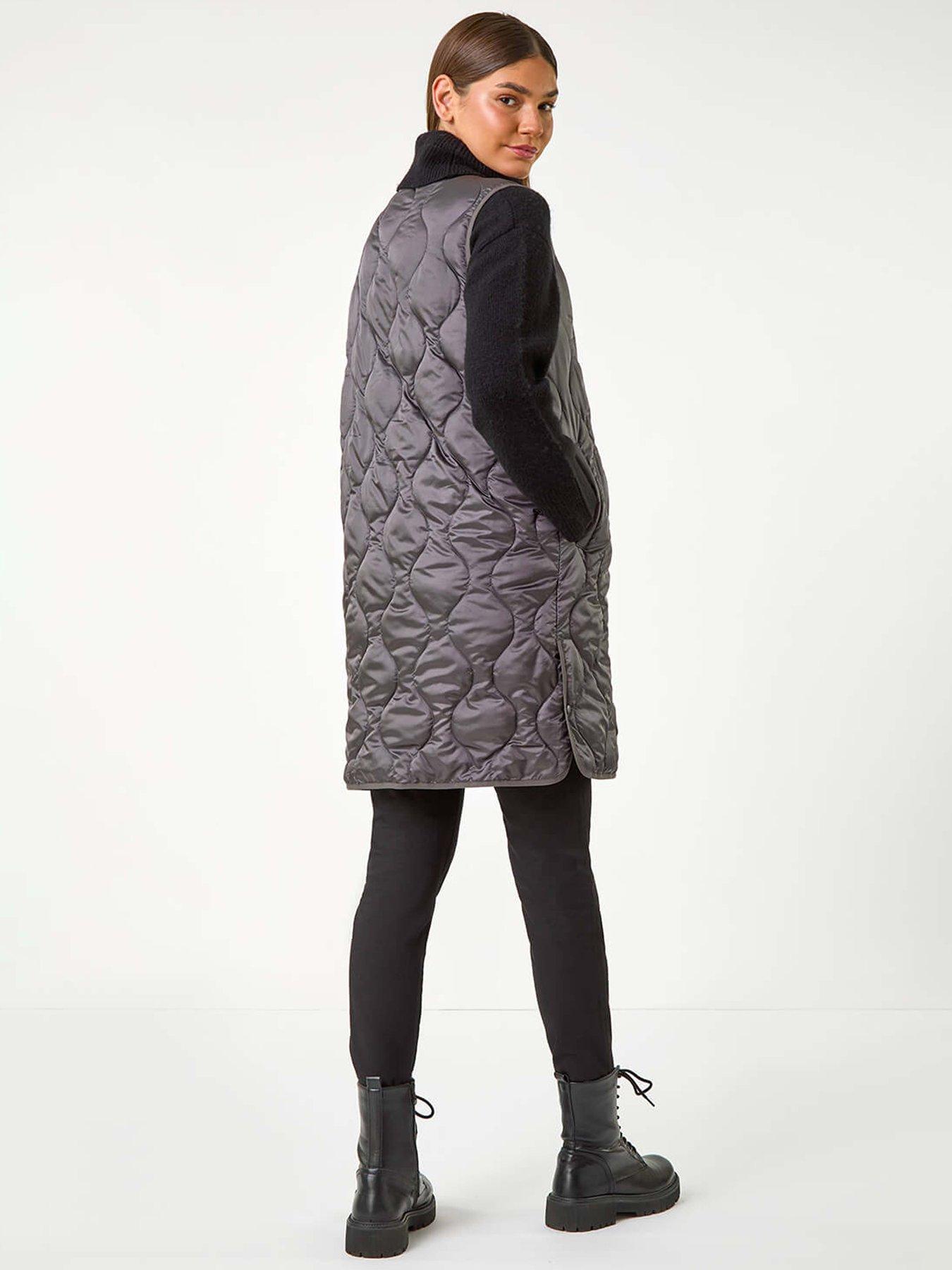 Image 2 of 5 of Roman Quilted Collarless Button Detail Gilet - Grey