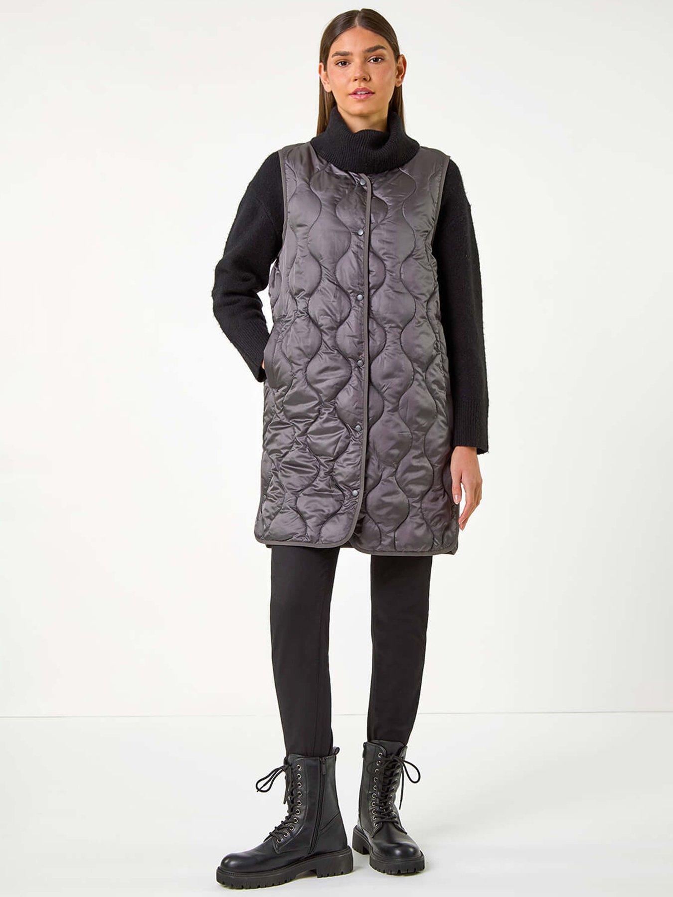 Image 3 of 5 of Roman Quilted Collarless Button Detail Gilet - Grey
