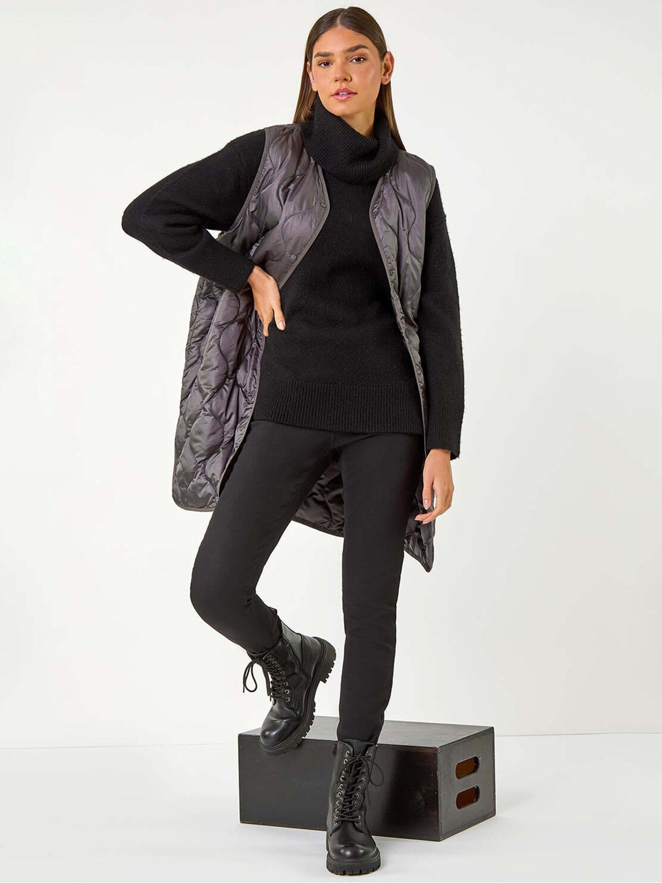 Image 4 of 5 of Roman Quilted Collarless Button Detail Gilet - Grey