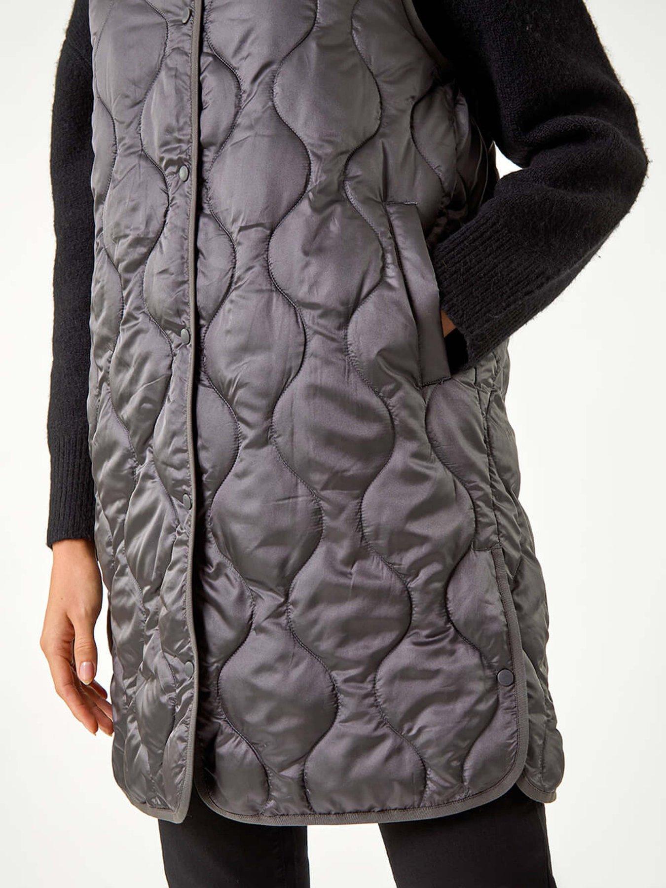 Image 5 of 5 of Roman Quilted Collarless Button Detail Gilet - Grey
