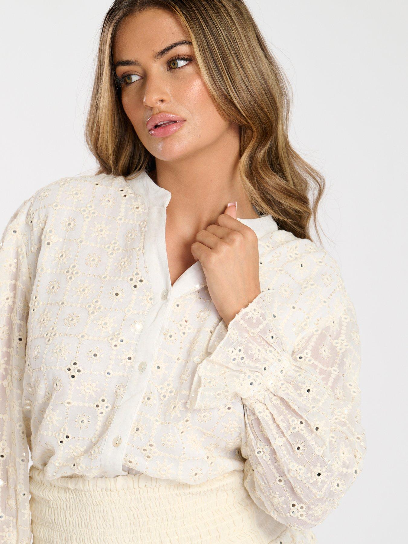 Image 3 of 4 of South Beach Mirror Detail Beach Blouse - Cream