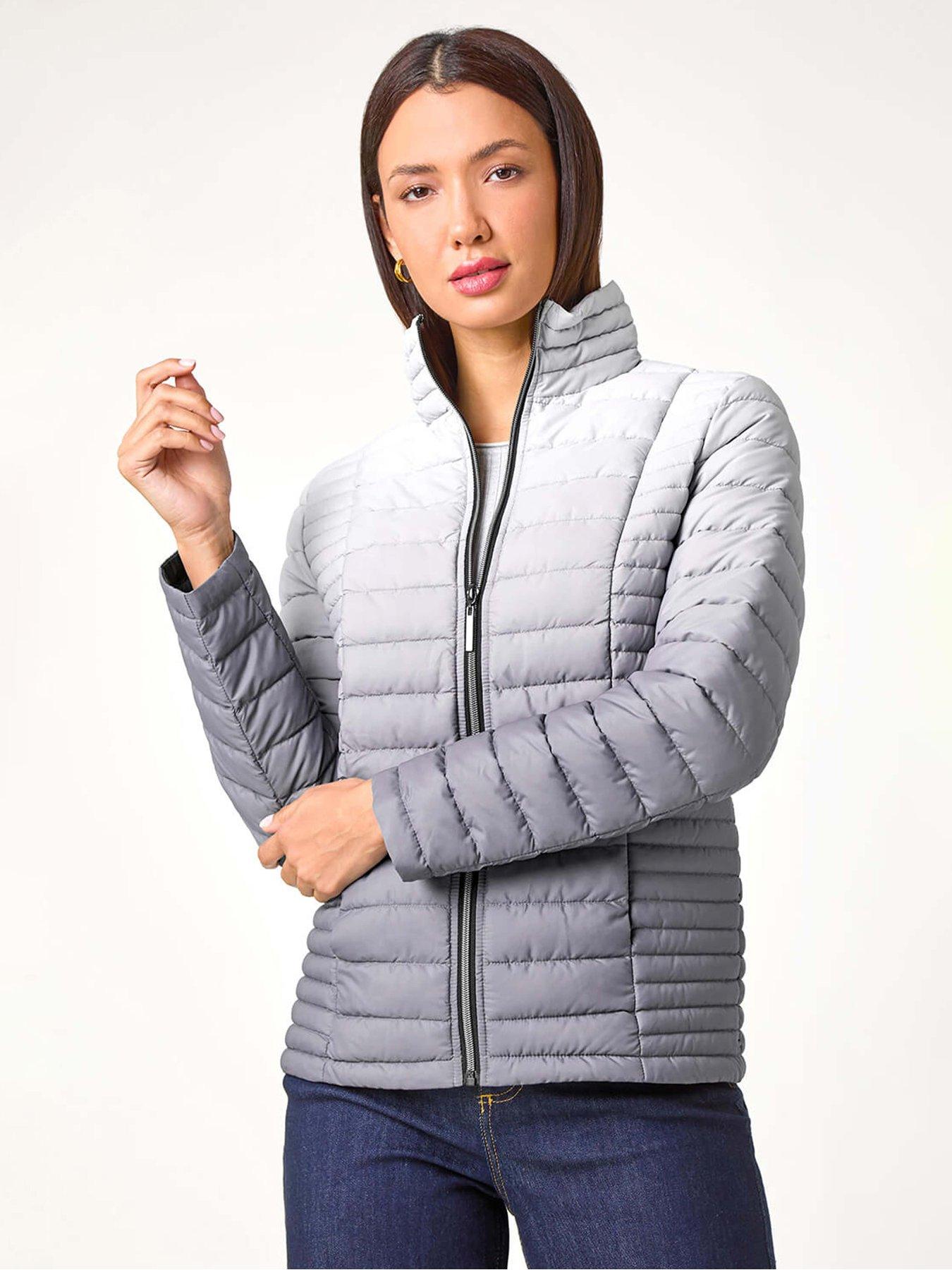 Image 1 of 6 of Roman Ombre Funnel Neck Padded Coat - Grey