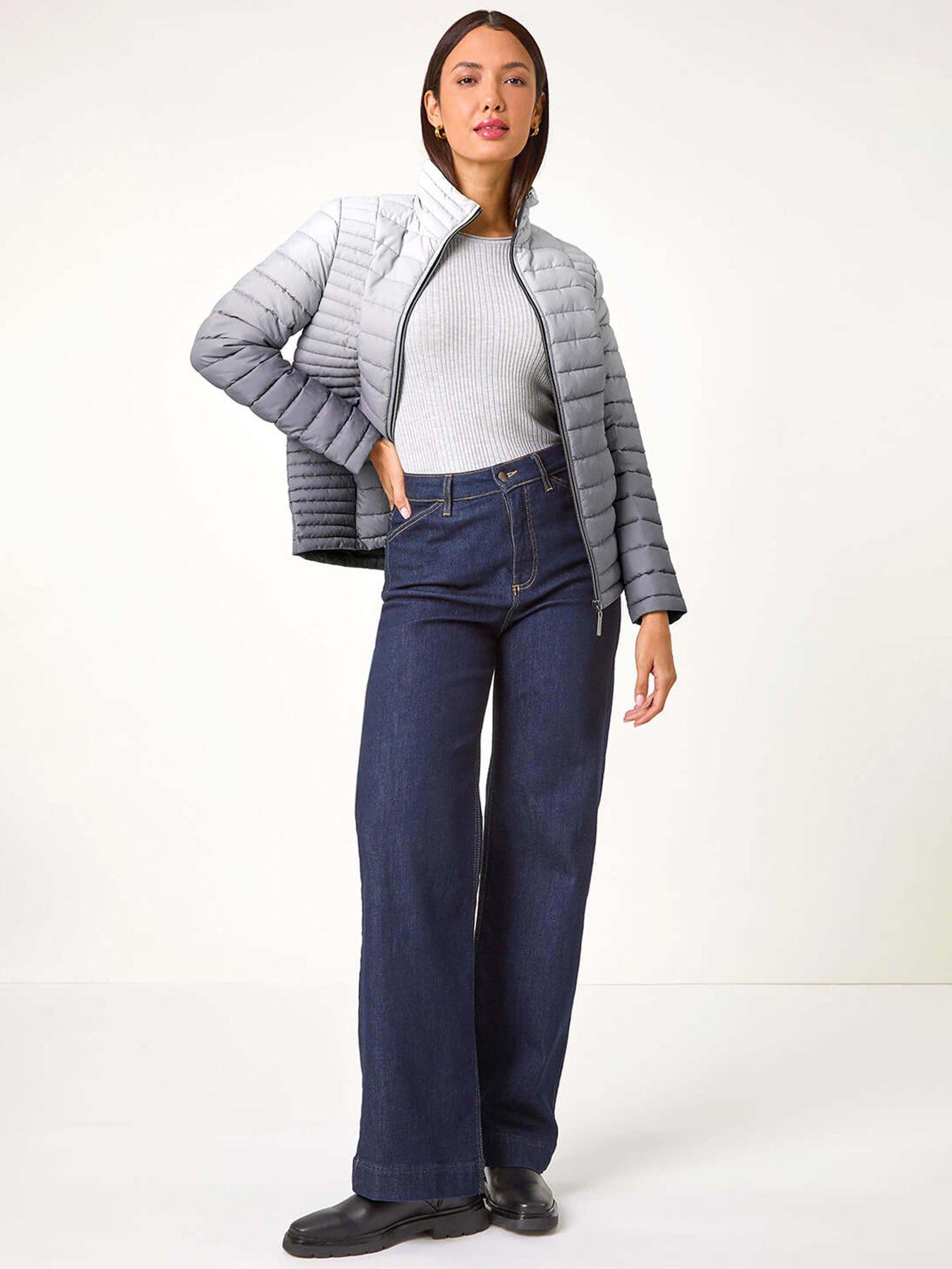 Image 3 of 6 of Roman Ombre Funnel Neck Padded Coat - Grey