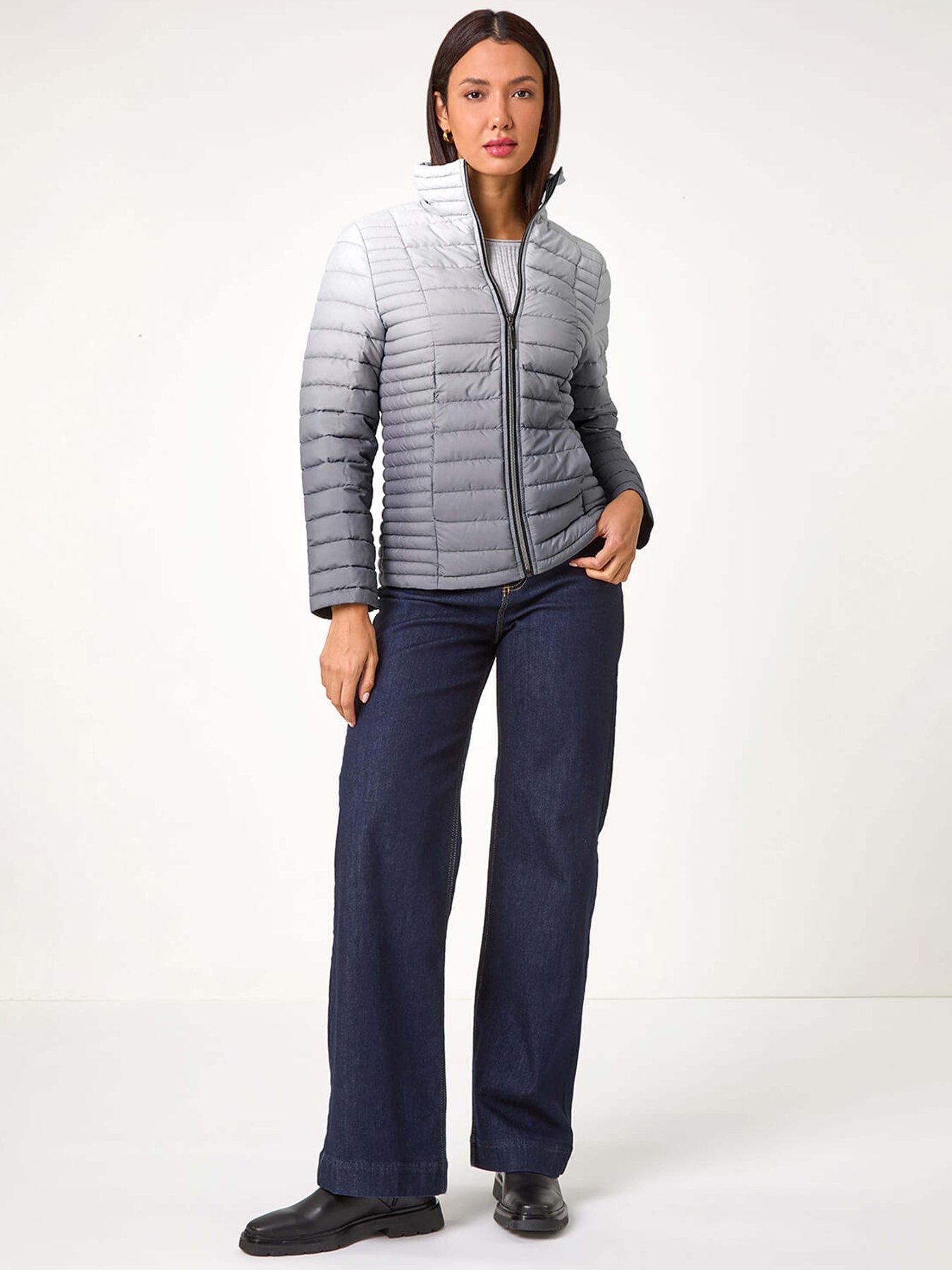 Image 4 of 6 of Roman Ombre Funnel Neck Padded Coat - Grey