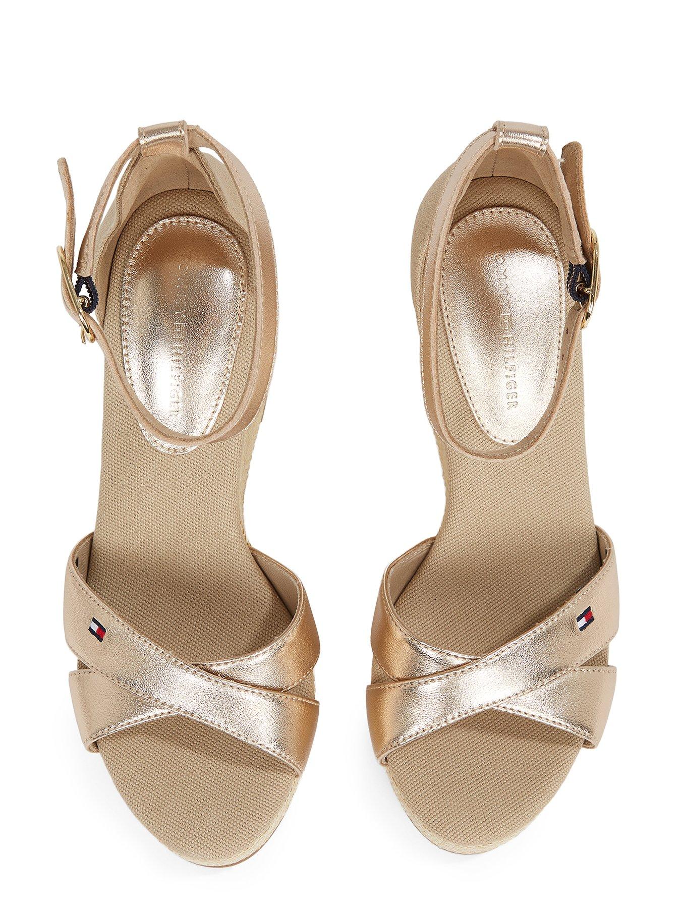 Image 4 of 5 of Tommy Hilfiger Metallic High Wedge Espadrilles - Gold