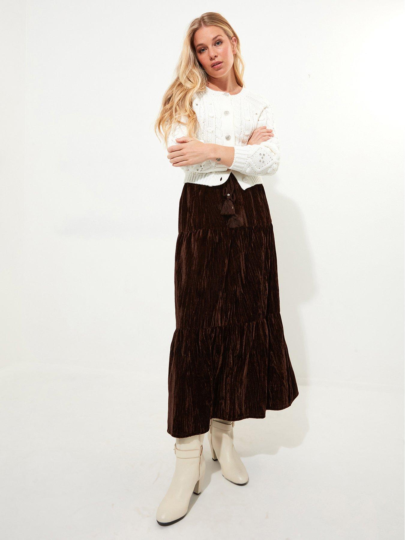 undefined Remarkable Velour Tiered Skirt - Purple
