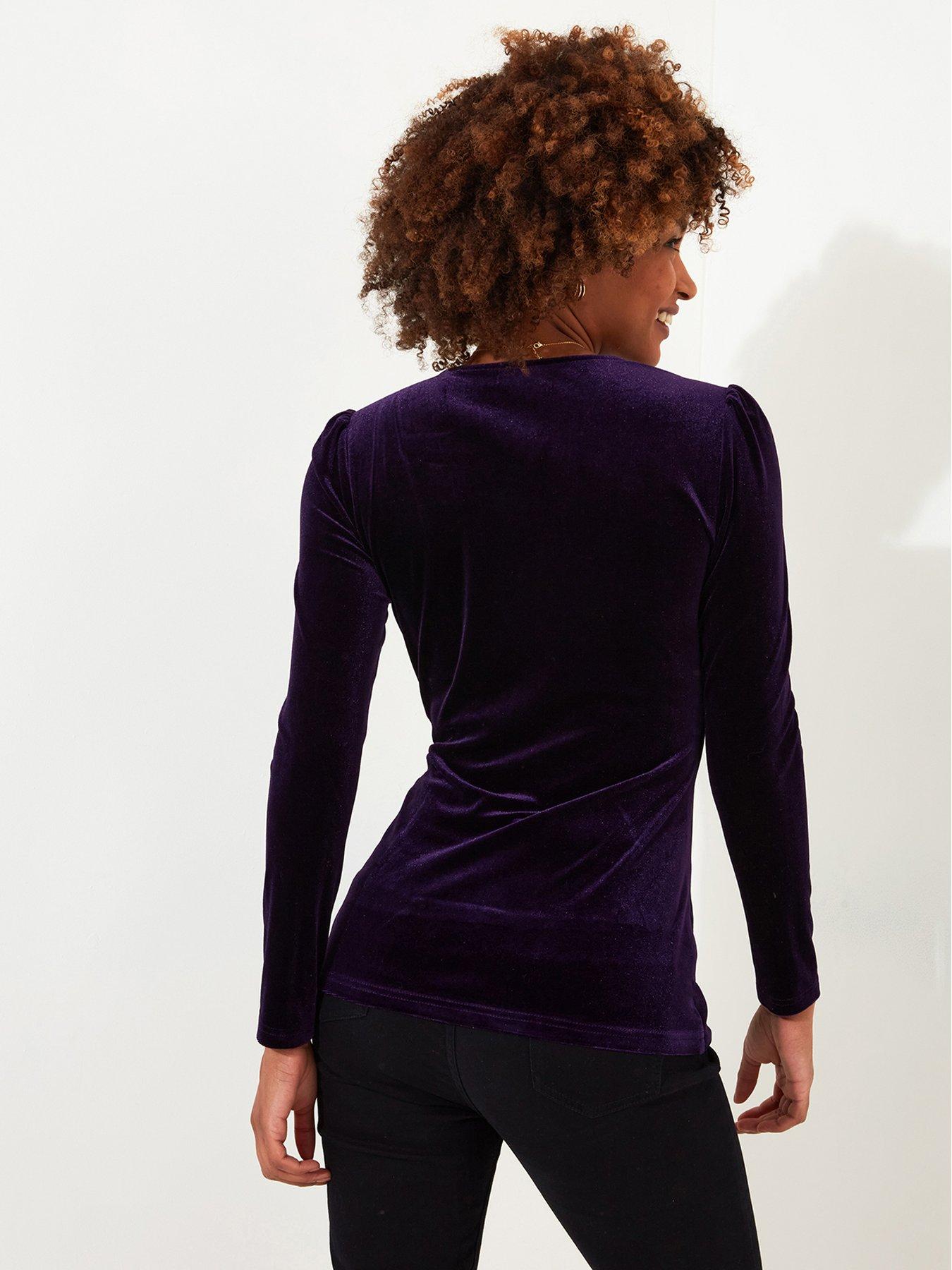 joe-browns-glamorous-velour-wrap-top-purplestillFront