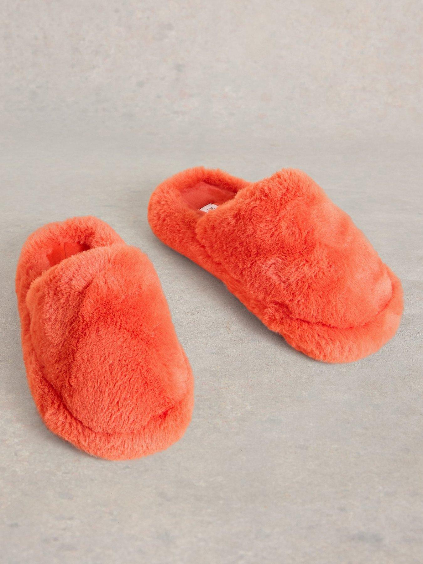 white-stuff-faux-fur-mule-slipper-orangestillFront