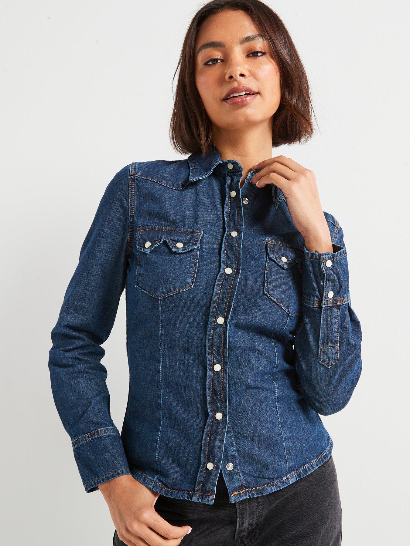 mango-western-denim-shirt-bluefront