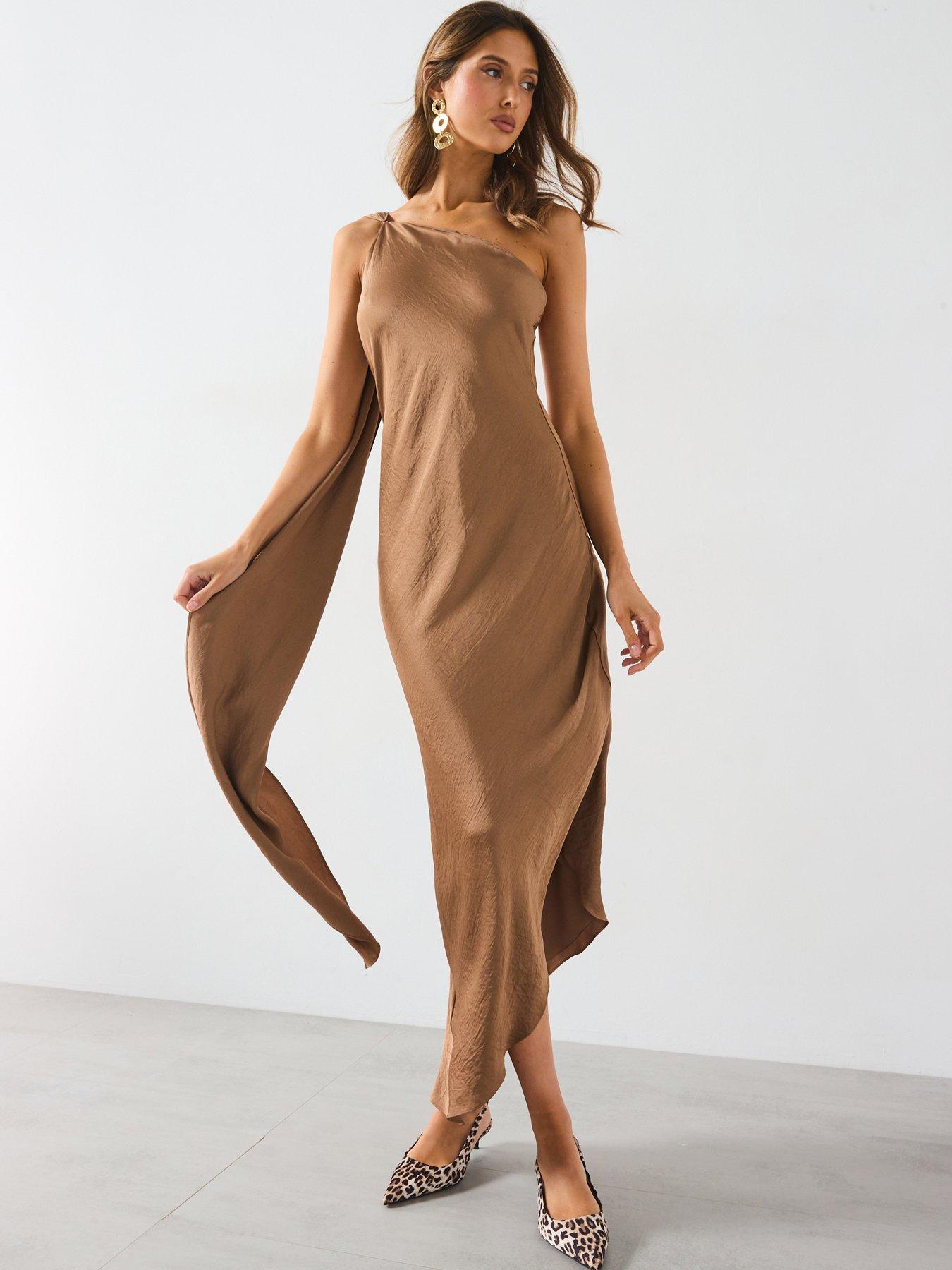 mango-one-shoulder-dress-natural