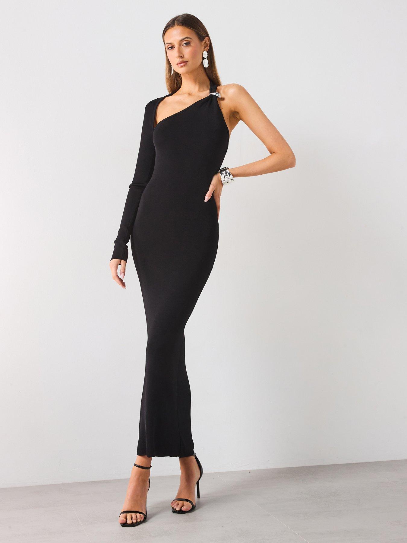 mango-asymmetrical-knitted-dress-black